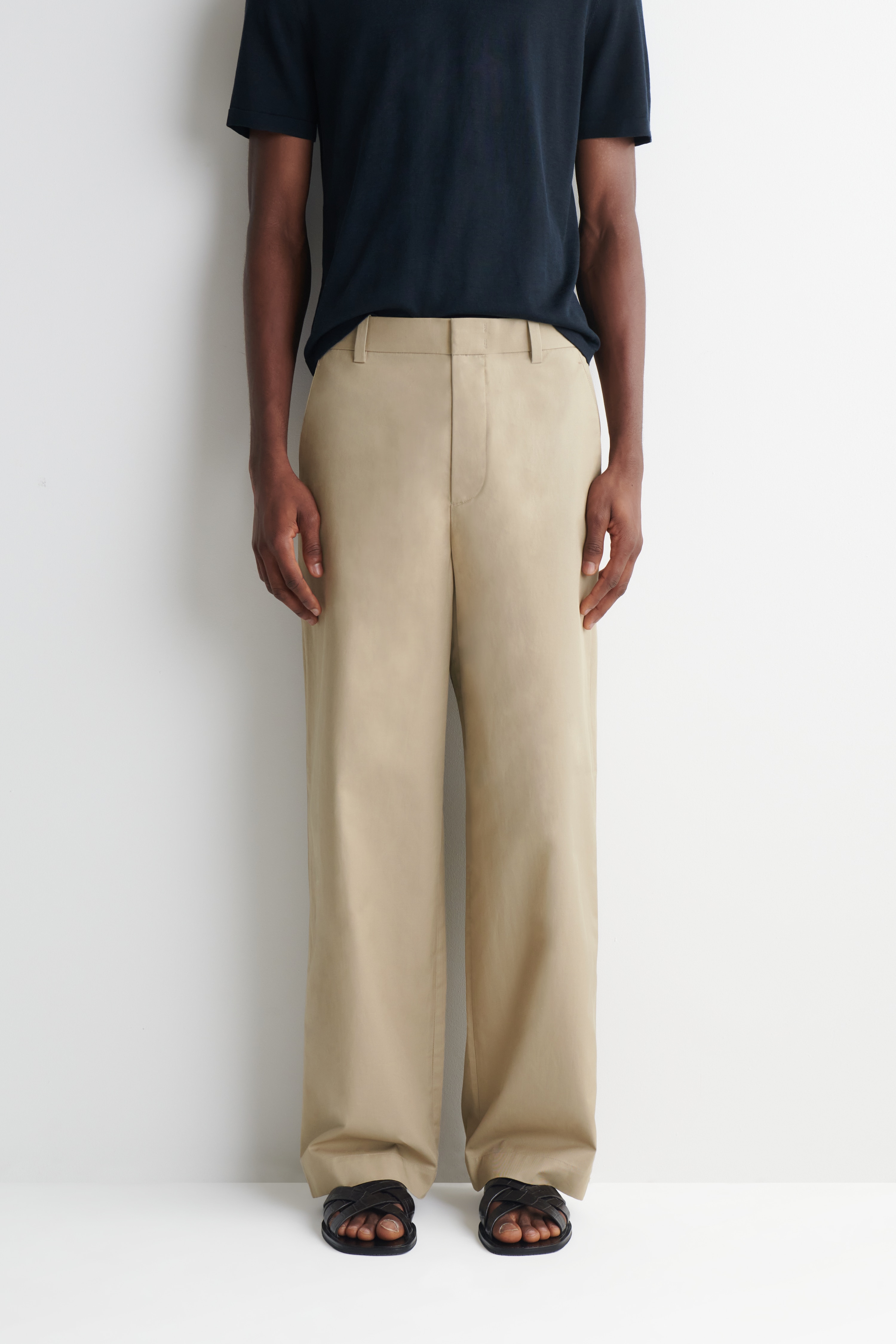 CHINOS I BOMULL MED VIDA BEN - BEIGE/MÖRKBRUN/SVART/BEIGE