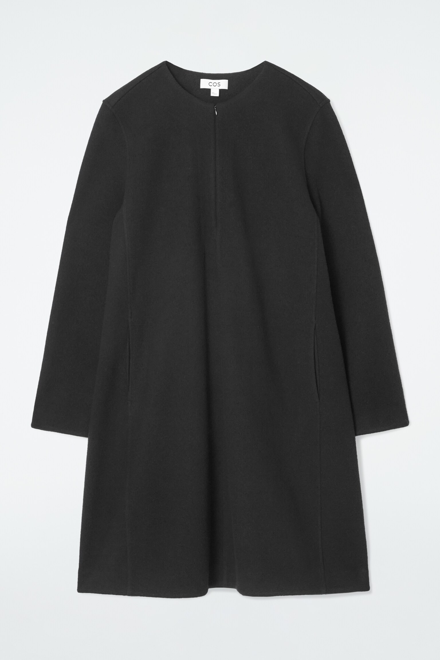 A-LINE BOILED-WOOL MINI DRESS - BLACK/BROWN