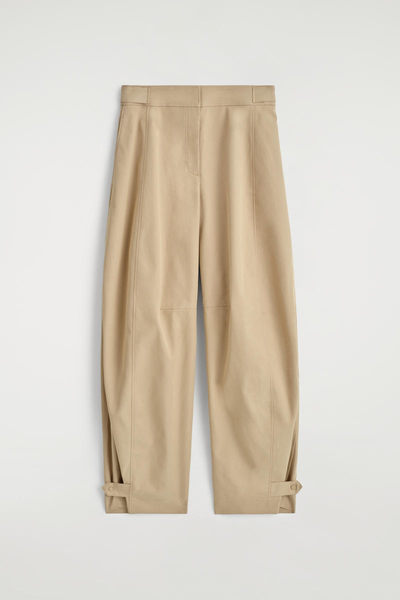 COS Utility Barrel-Leg Trousers In Beige Women's Size 42