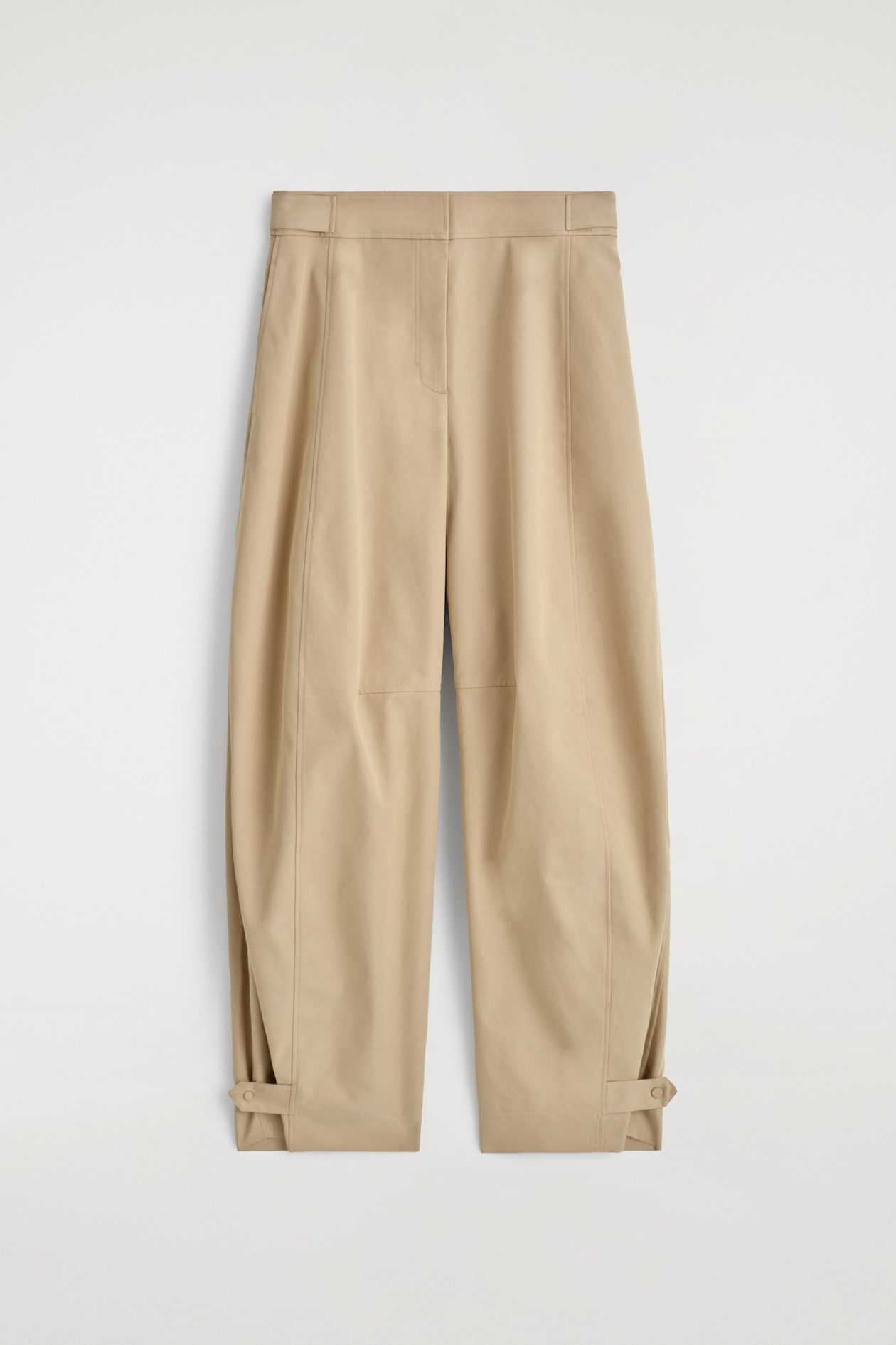 UTILITY BARREL-LEG TROUSERS — BEIGE