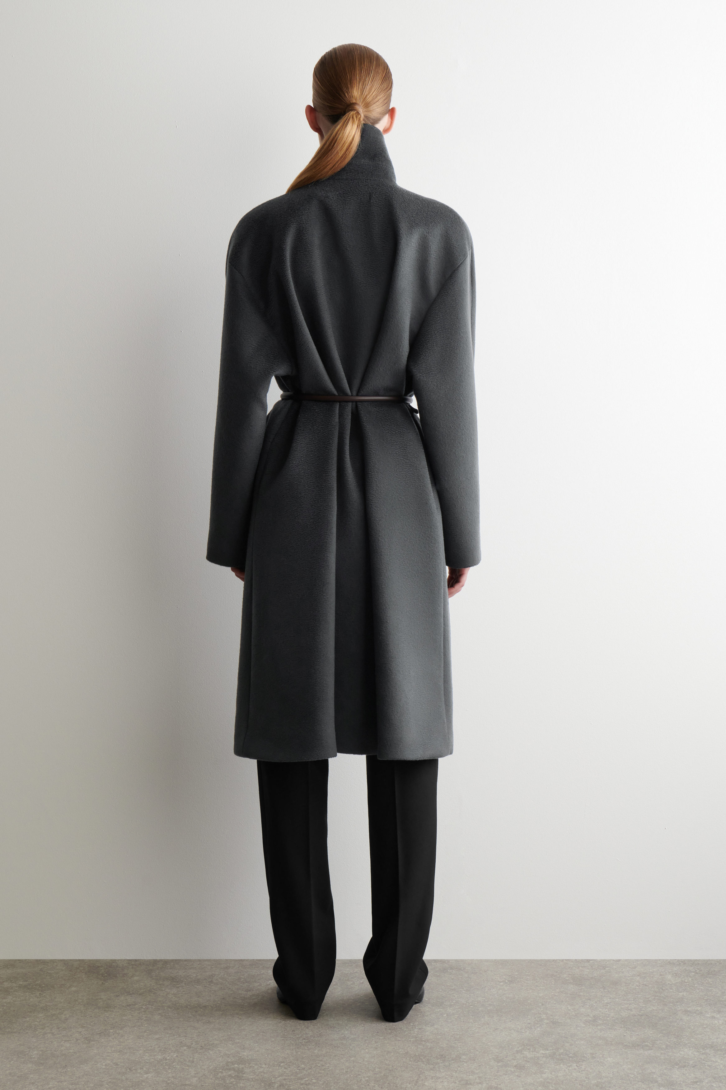 TAILORED WOOL-ZIBELINE LONG COAT - STEEL | COS US