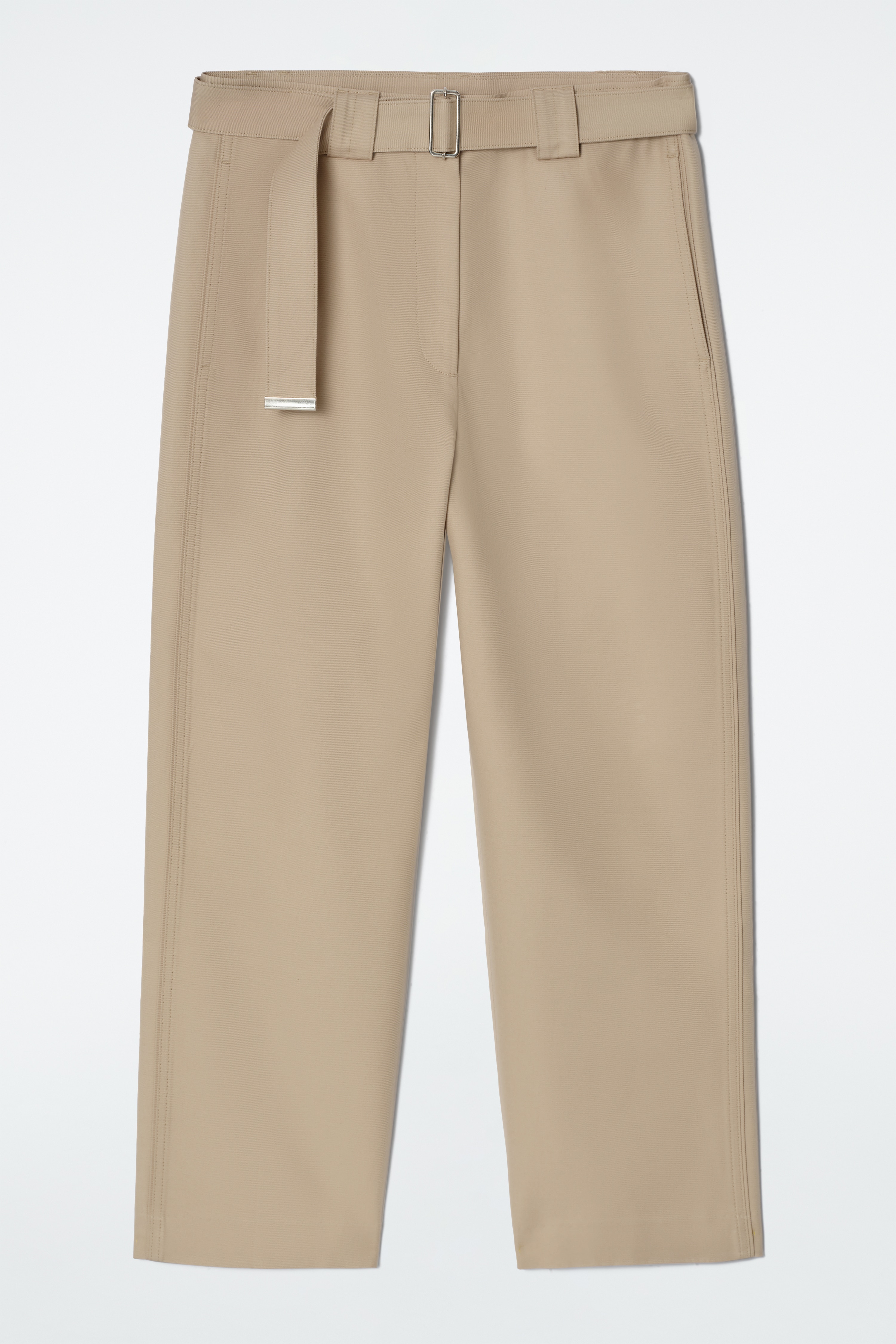 GEBANDJERDE SLIM-FIT BROEK - LICHTBEIGE