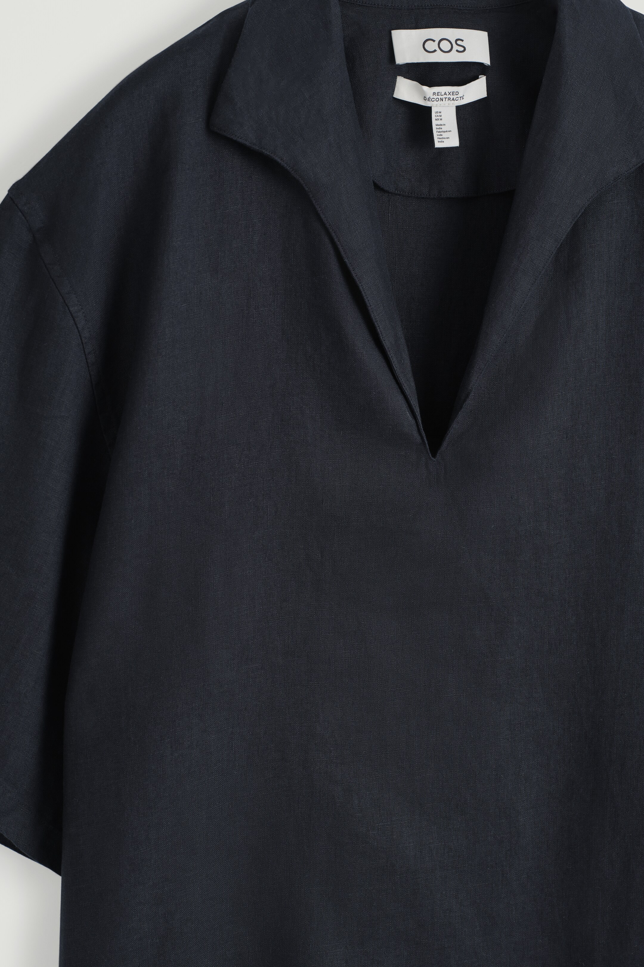 Ingrandisci l'immagine: OPEN-COLLAR LINEN SHIRT - NAVY - UOMO | H&M CH 7
