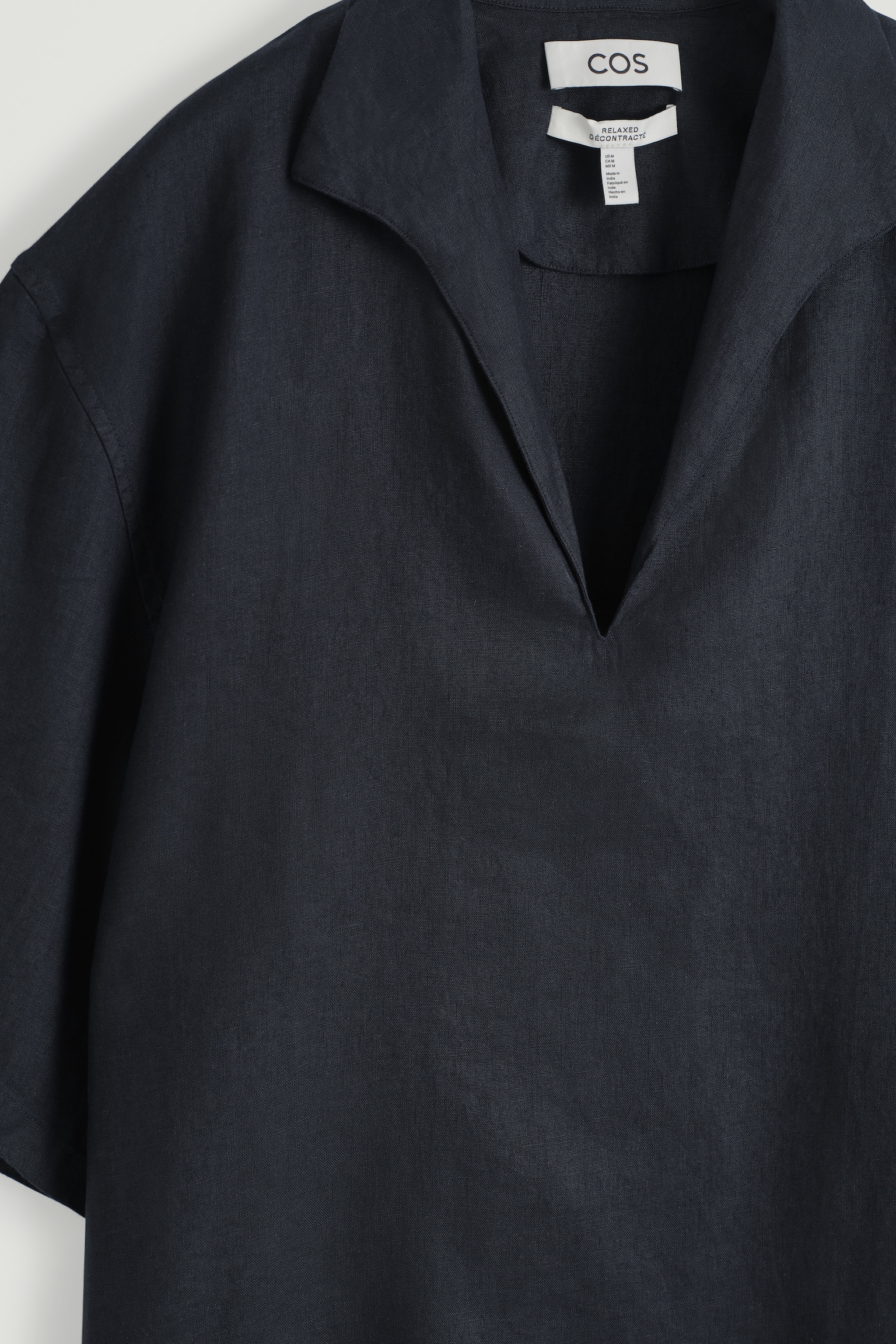 CAMICIA IN LINO CON COLLETTO APERTO - BLU NAVY/AZZURRO - 6