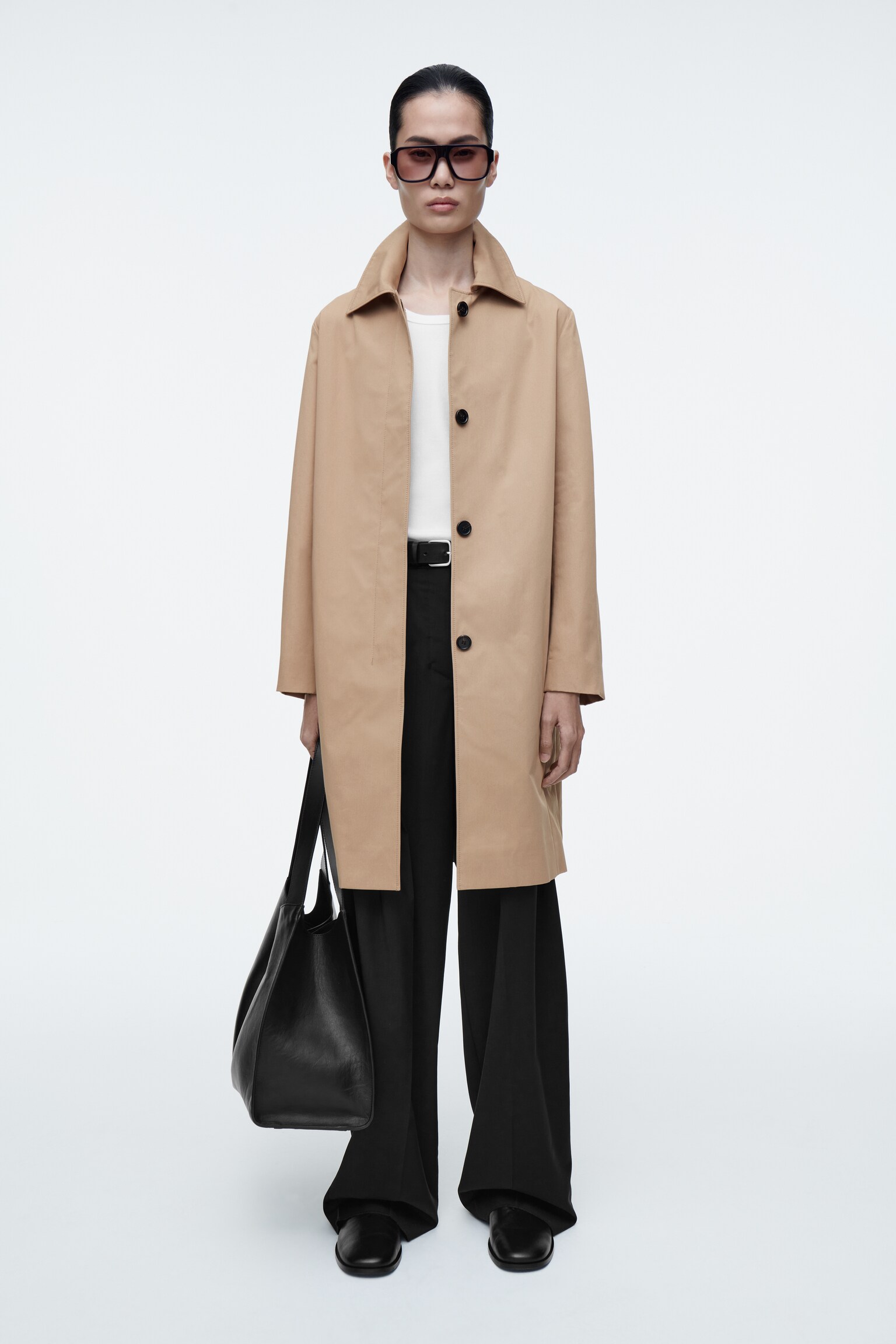COTTON CAR COAT - BEIGE/GREEN