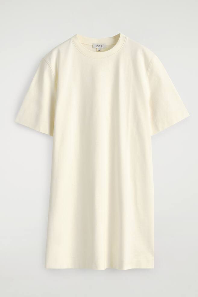 COTTON MINI T-SHIRT DRESS - WHITE/WHITE / RED / STRIPED - 1