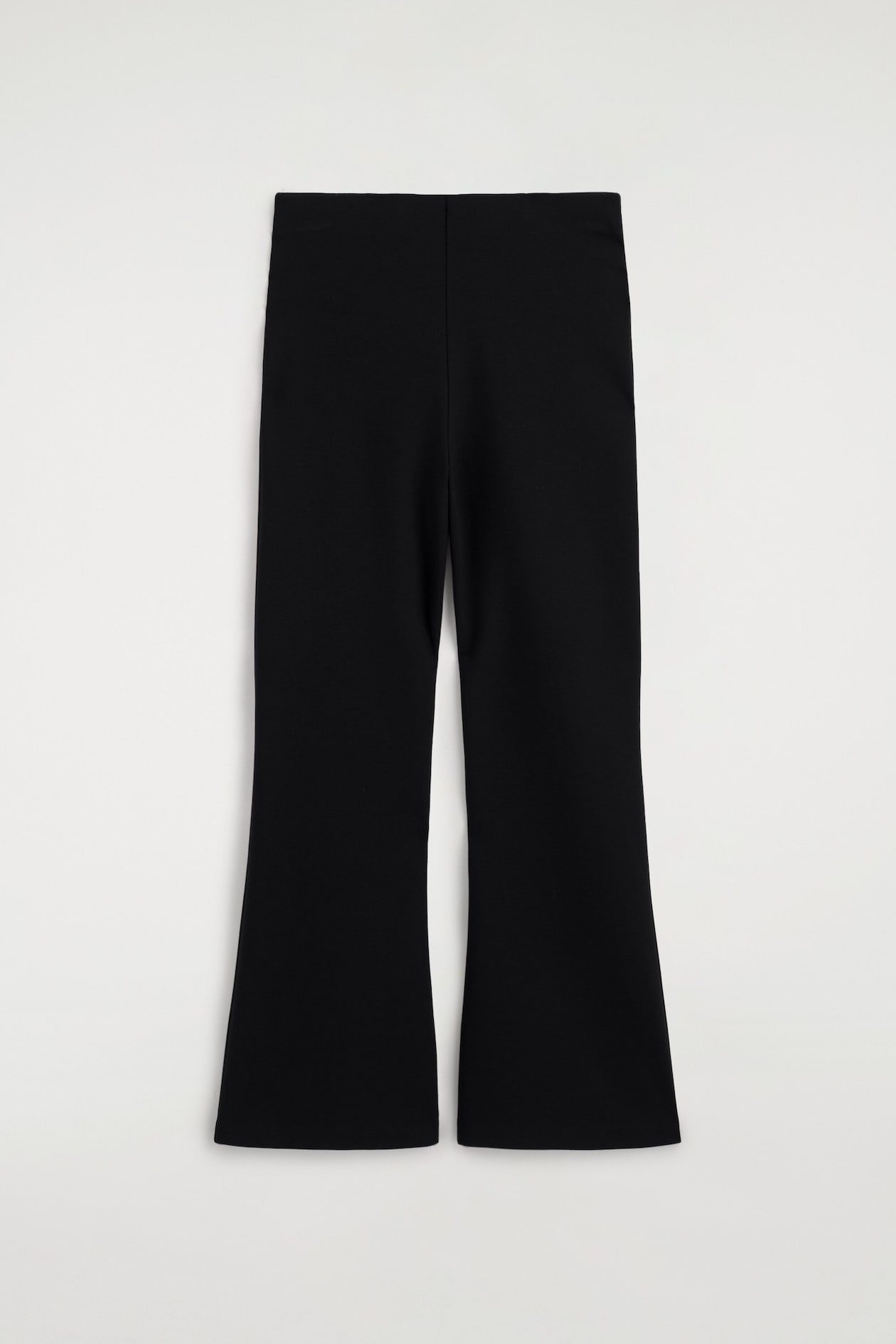 JERSEY FLARED TROUSERS — BLACK