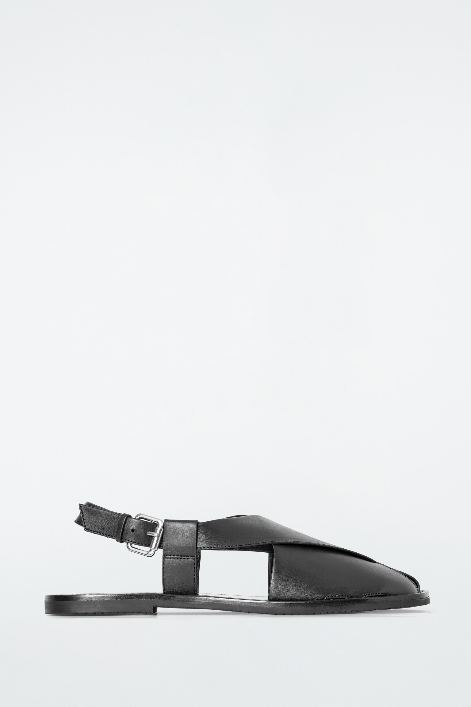 SANDALIAS DE PIEL CON PANELES CRUZADOS - NEGRO/GRIS - 2