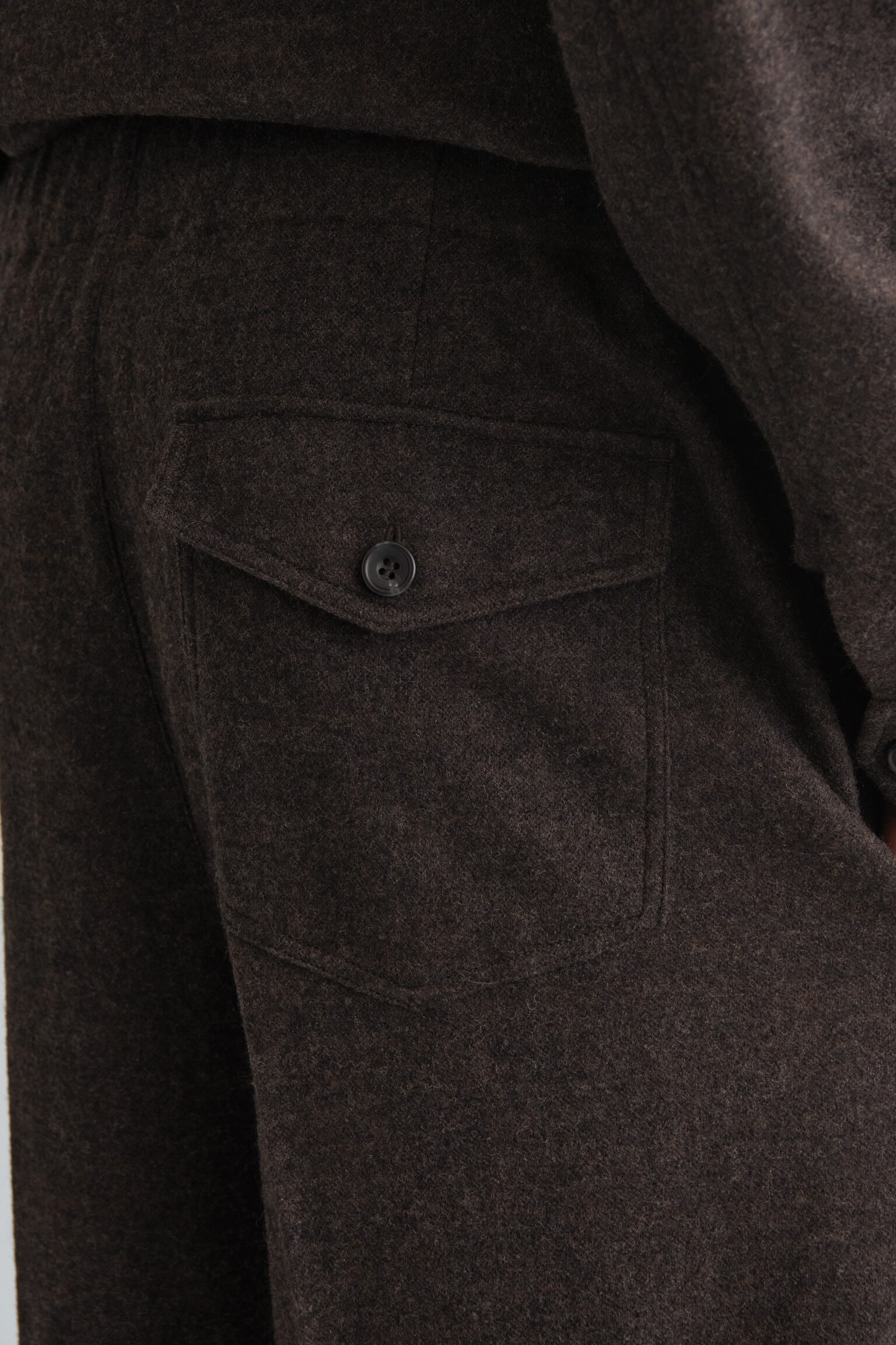 ELASTICATED BOILED-WOOL TROUSERS - DARK BROWN/DARK KHAKI/BLACK - 6