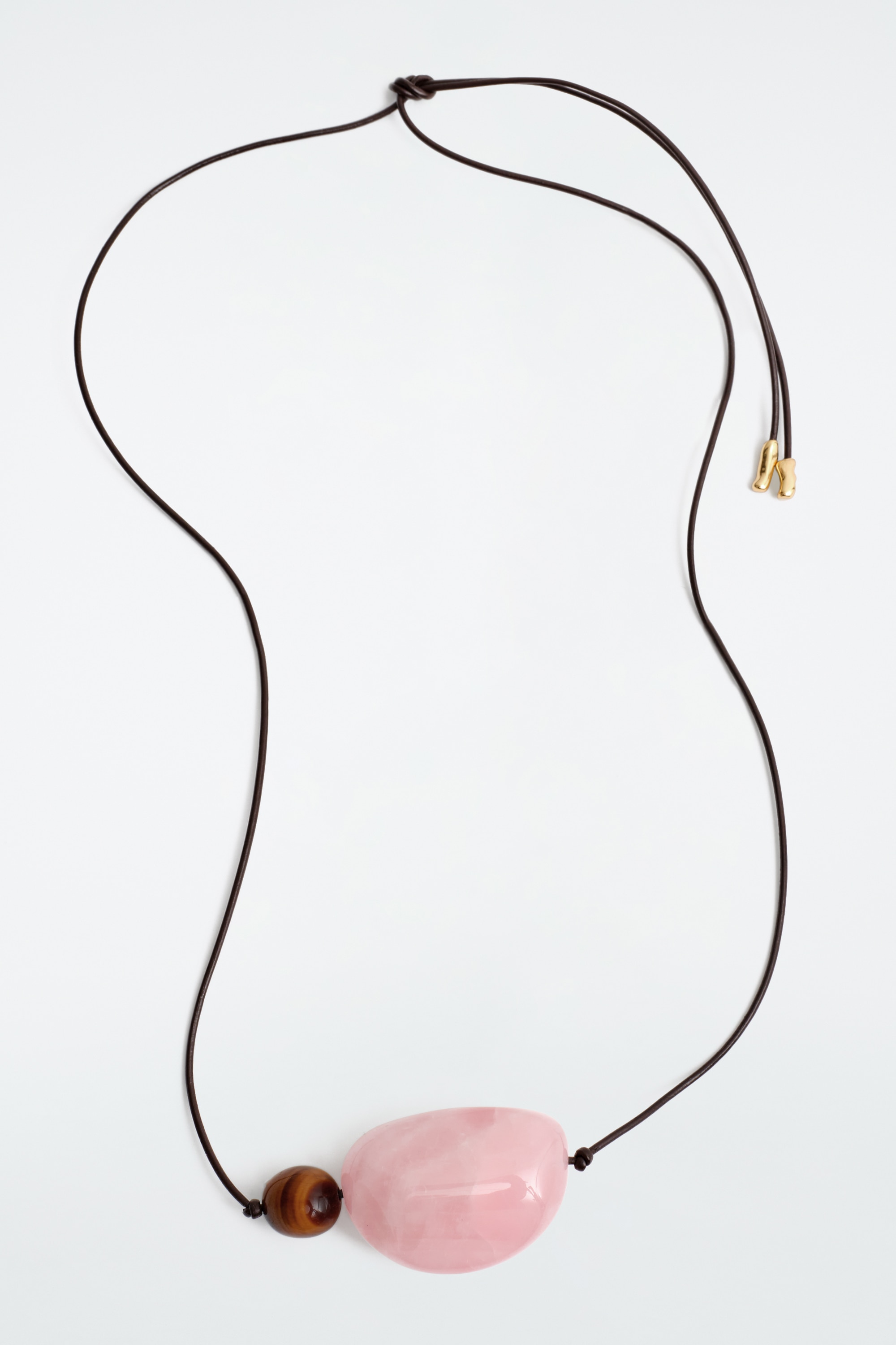 STONE PENDANT NECKLACE - BROWN / PINK