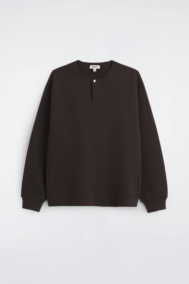 RELAXED SCUBA HENLEY TOP - DARK BROWN/BEIGE MÉLANGE - 1