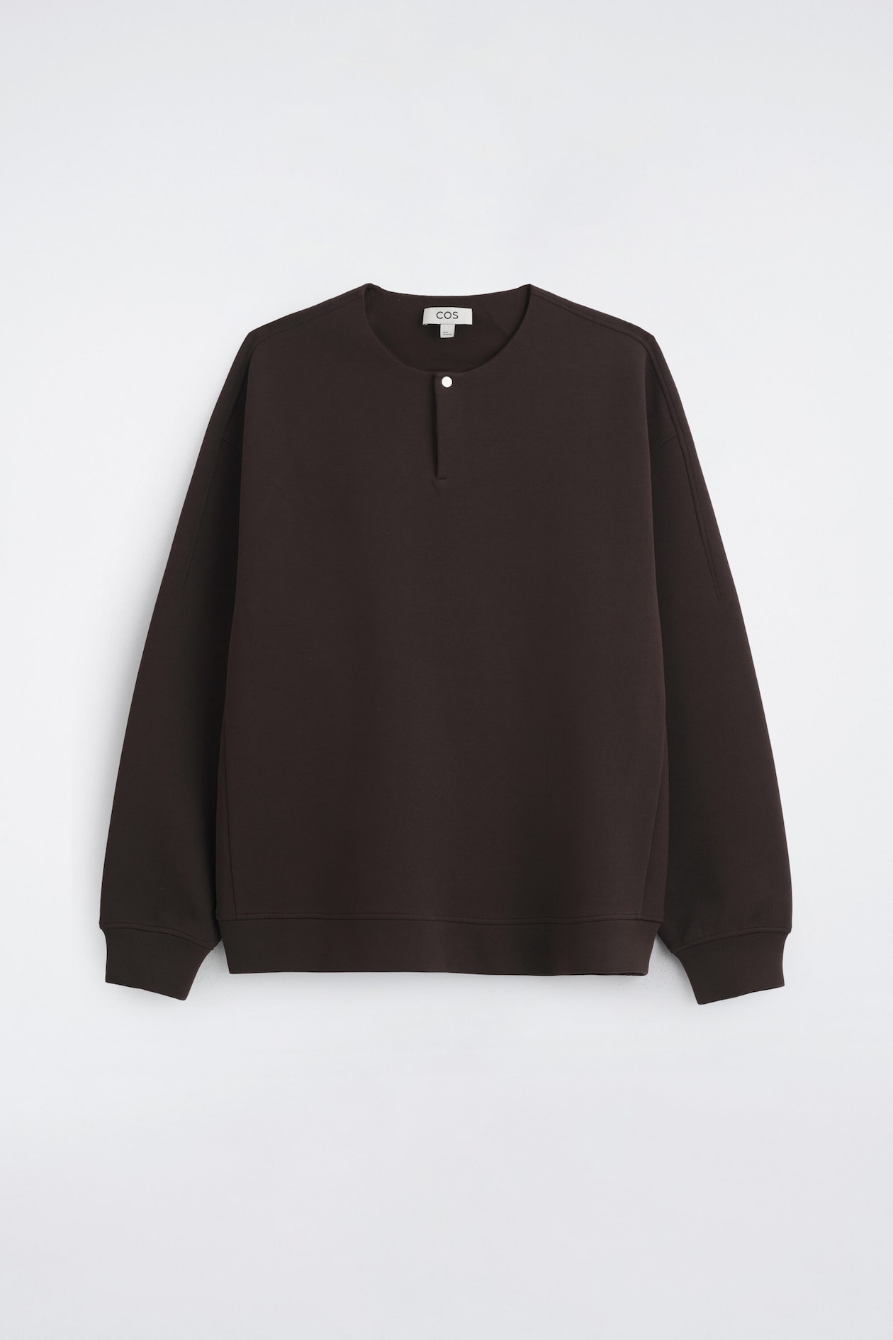 RELAXED SCUBA HENLEY TOP — DARK BROWN