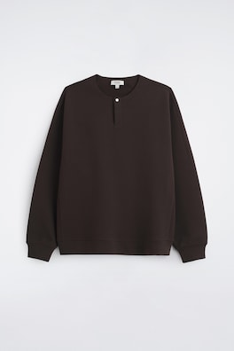RELAXED SCUBA HENLEY TOP — DARK BROWN 7