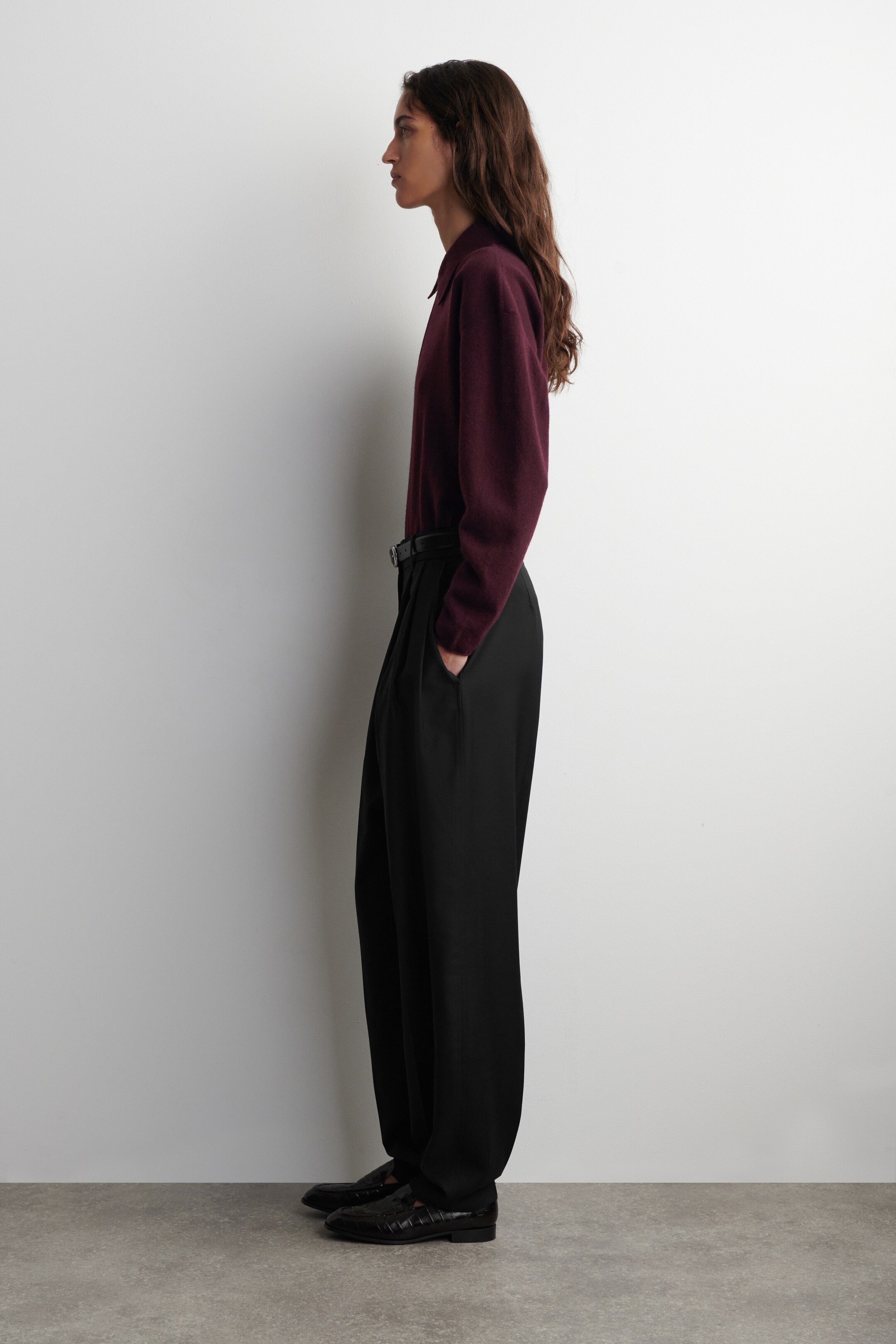 Visualizza immagine più grande: POLO CON CERNIERA IN LANA MERINO E YAK - BORDEAUX - DONNA | H&M IT 3