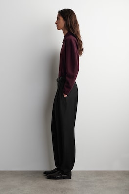 MERINO WOOL-YAK ZIP-UP POLO SHIRT — BURGUNDY 3