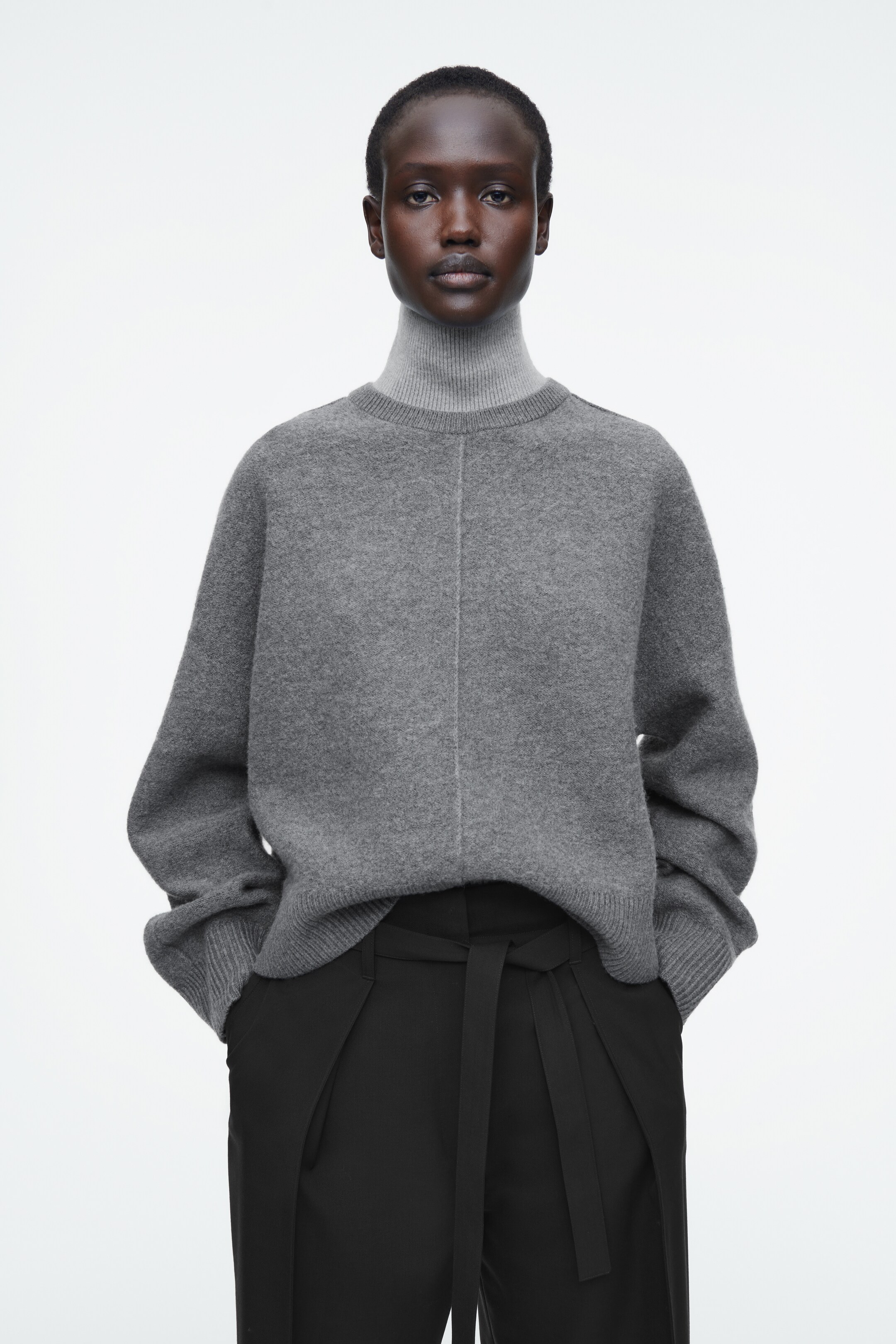 Agrandir l'image: PULL EFFET SUPERPOSÉ EN LAINE COLOUR-BLOCK - GRIS - FEMME | H&M FR 1