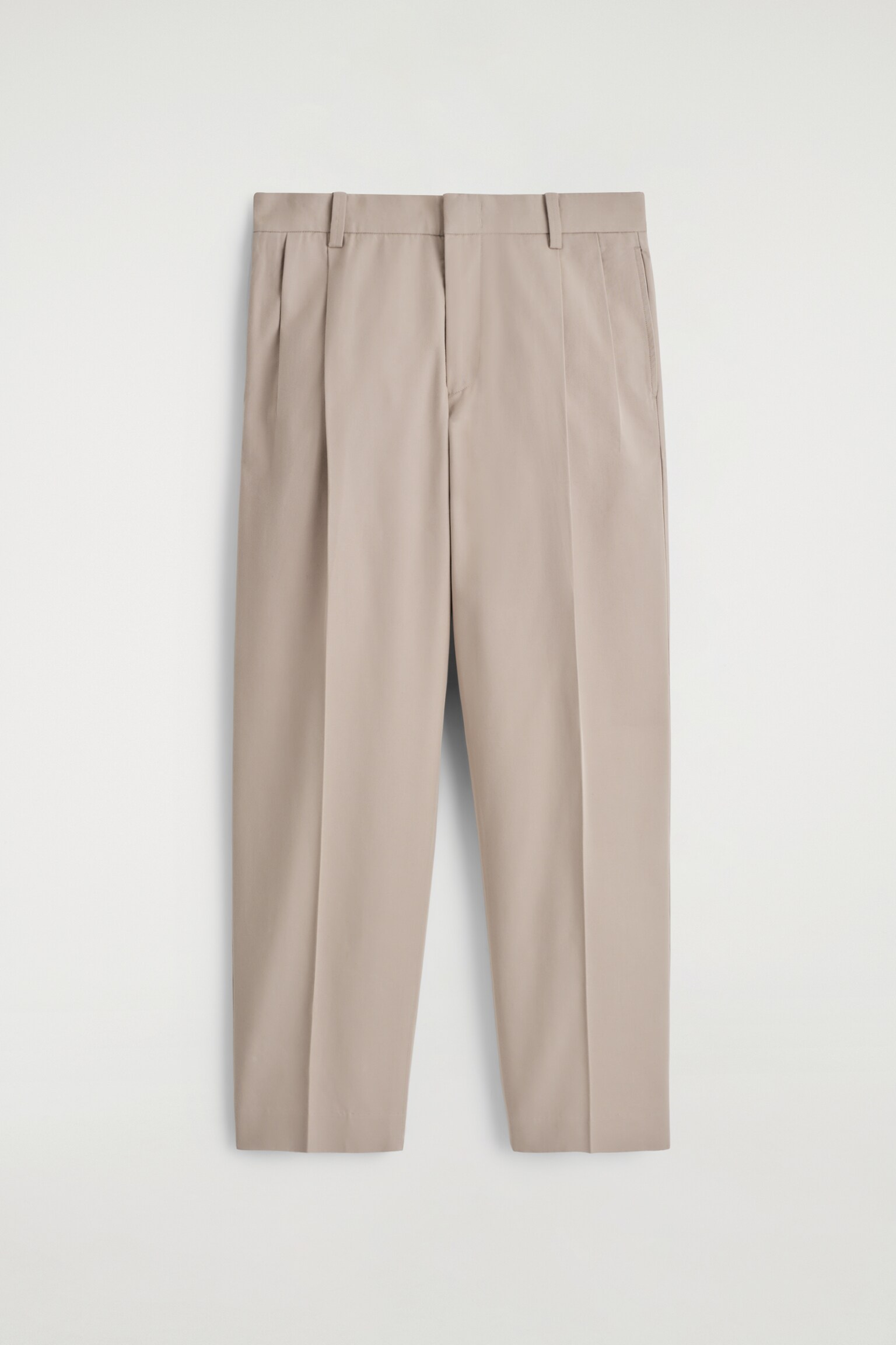 PANTALON À PLIS DROIT EN SERGÉ DE COTON - TAUPE/NOIR/TAUPE FONCÉ - 2