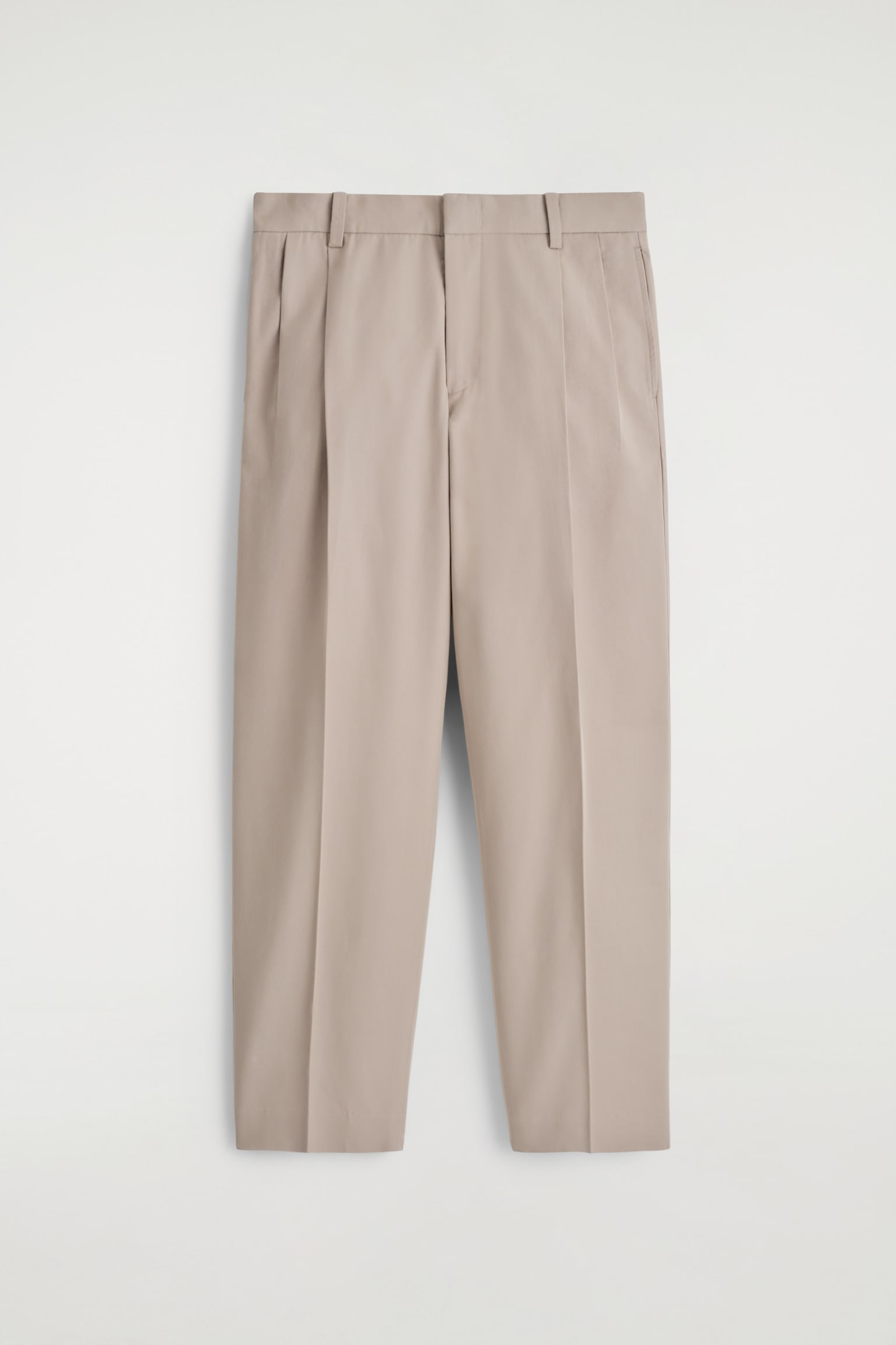 PANTALÓN SARGA DE ALGODÓN PIERNA RECTA CON PINZAS - TOPO/NEGRO/TOPO OSCURO - 2