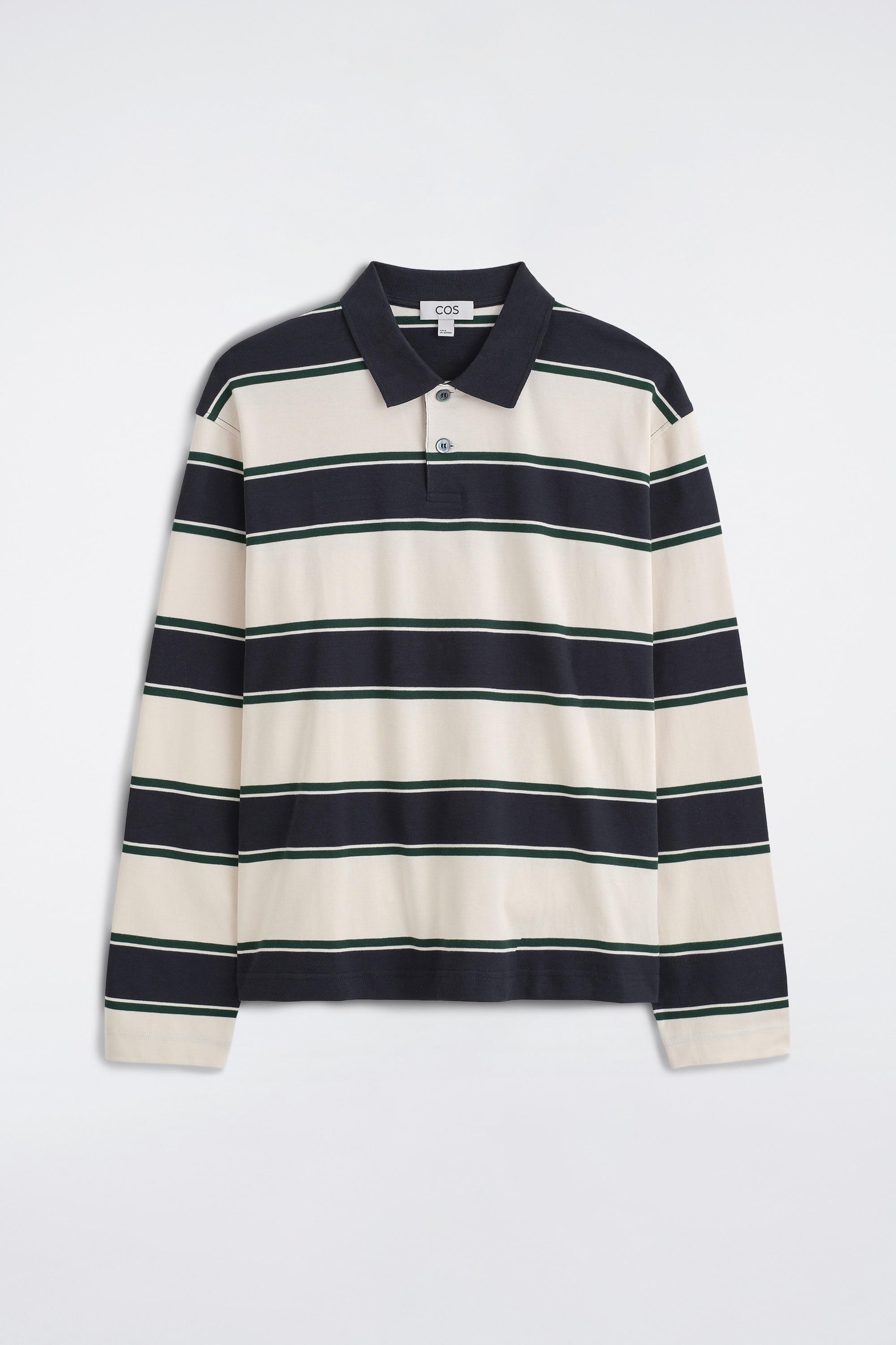 POLOSHIRT AUS INTERLOCK-BAUMWOLLE - WEISS/NAVYBLAU/GESTREIFT