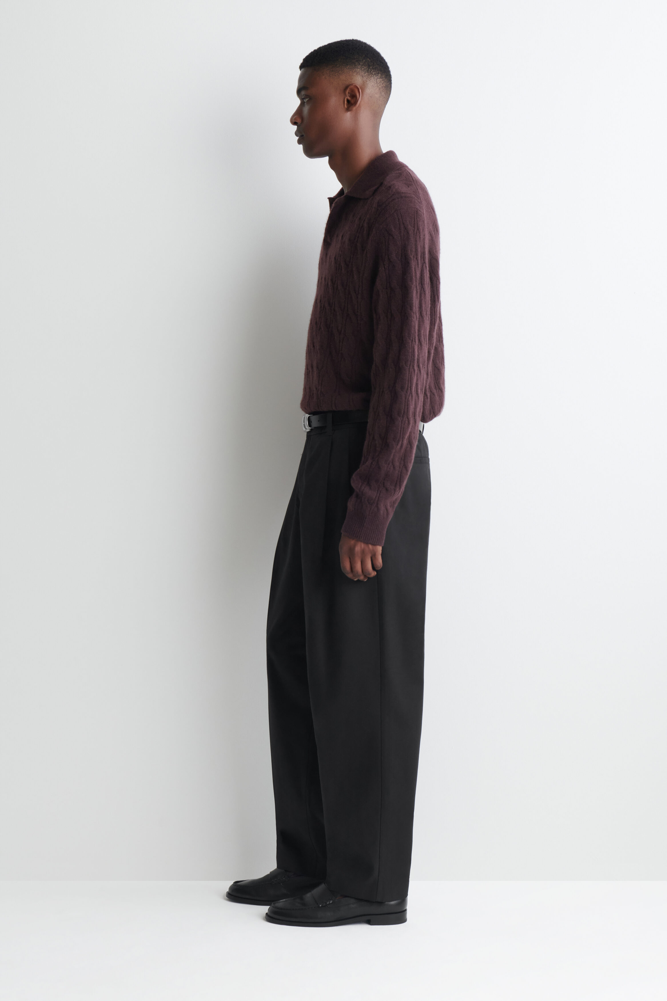 CABLE-KNIT CASHMERE POLO SWEATER - thumbnail 3