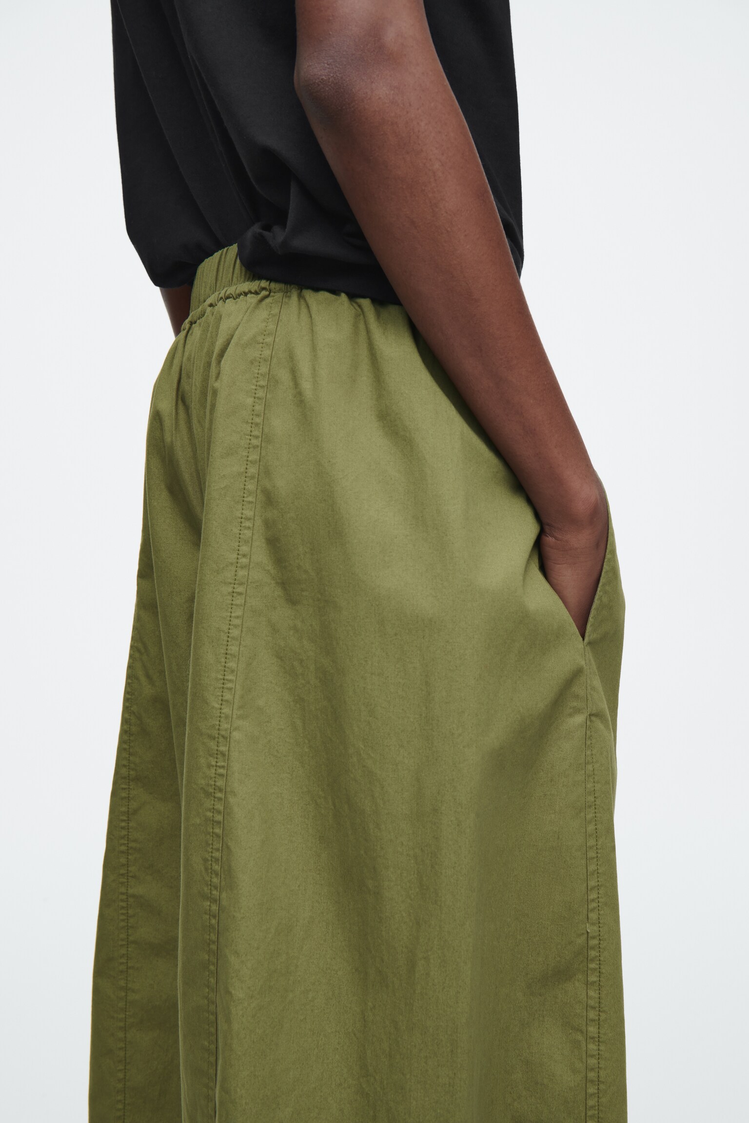 ELASTISCHE BARREL-LEG BROEK - Kaki/MARINEBLAUW - 3