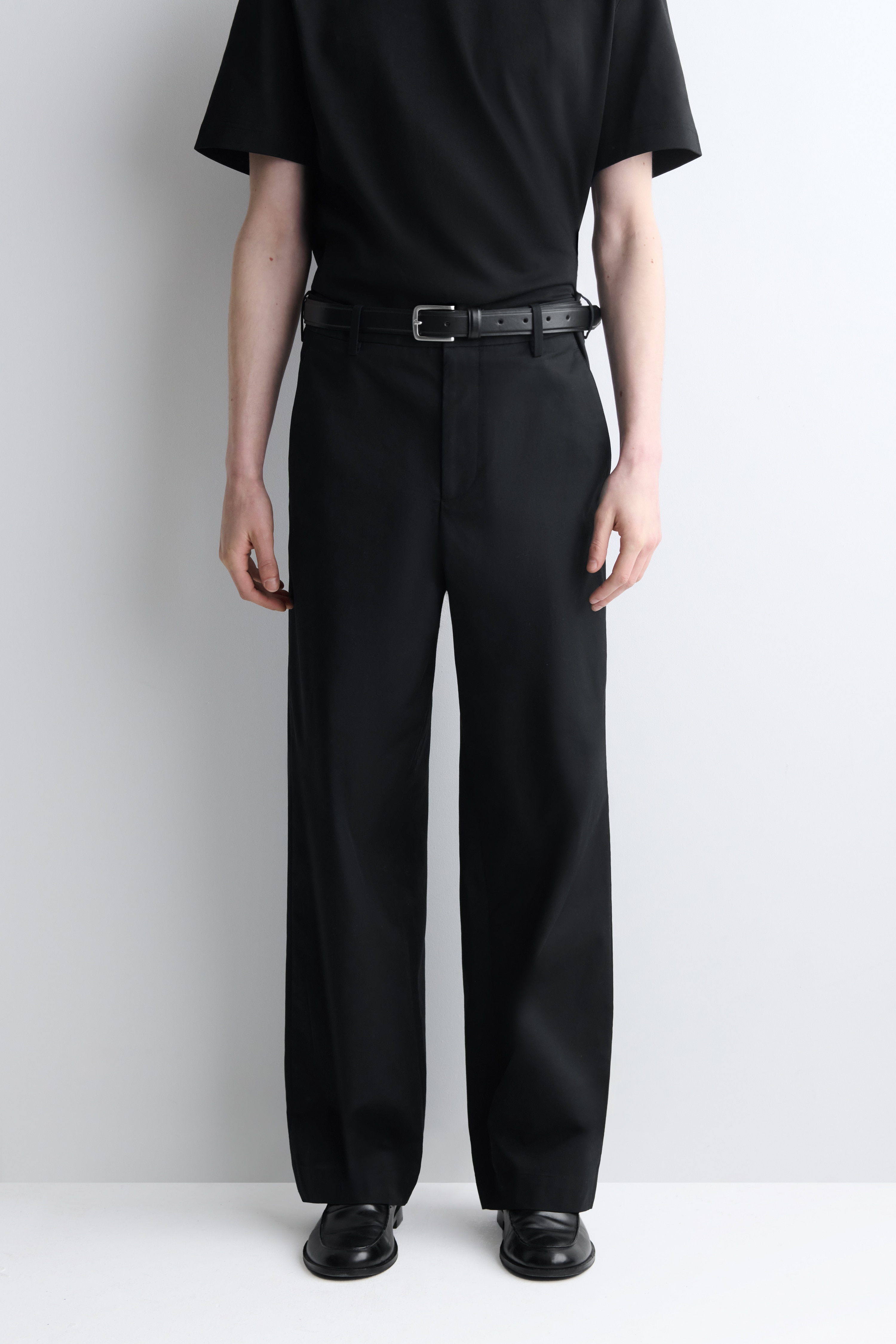 COTTON RELAXED-FIT WIDE-LEG CHINOS