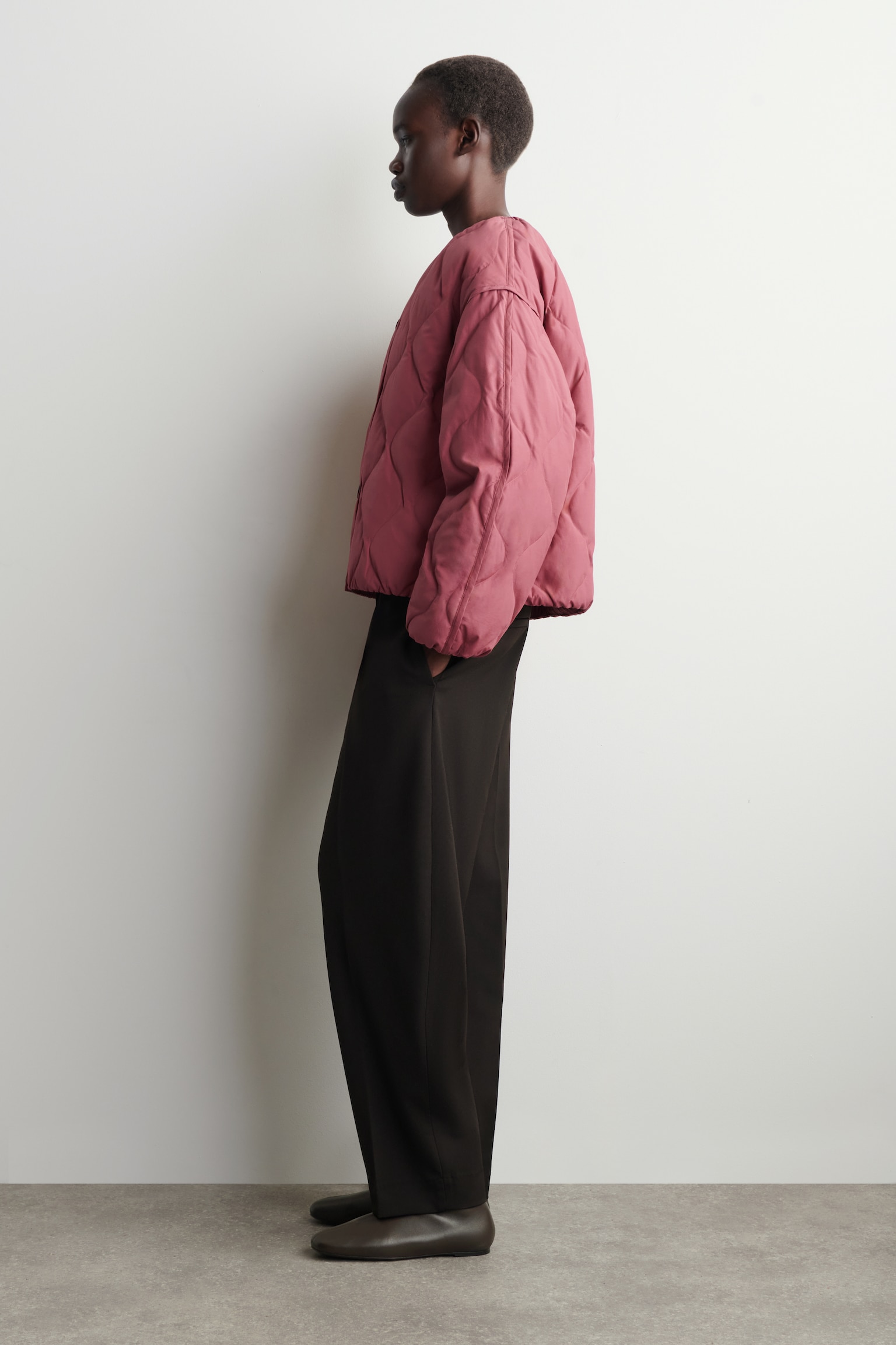 CHAQUETA ACOLCHADA FRUNCIDA - ROJO OSCURO/AZUL MARINO/CRUDO - 5