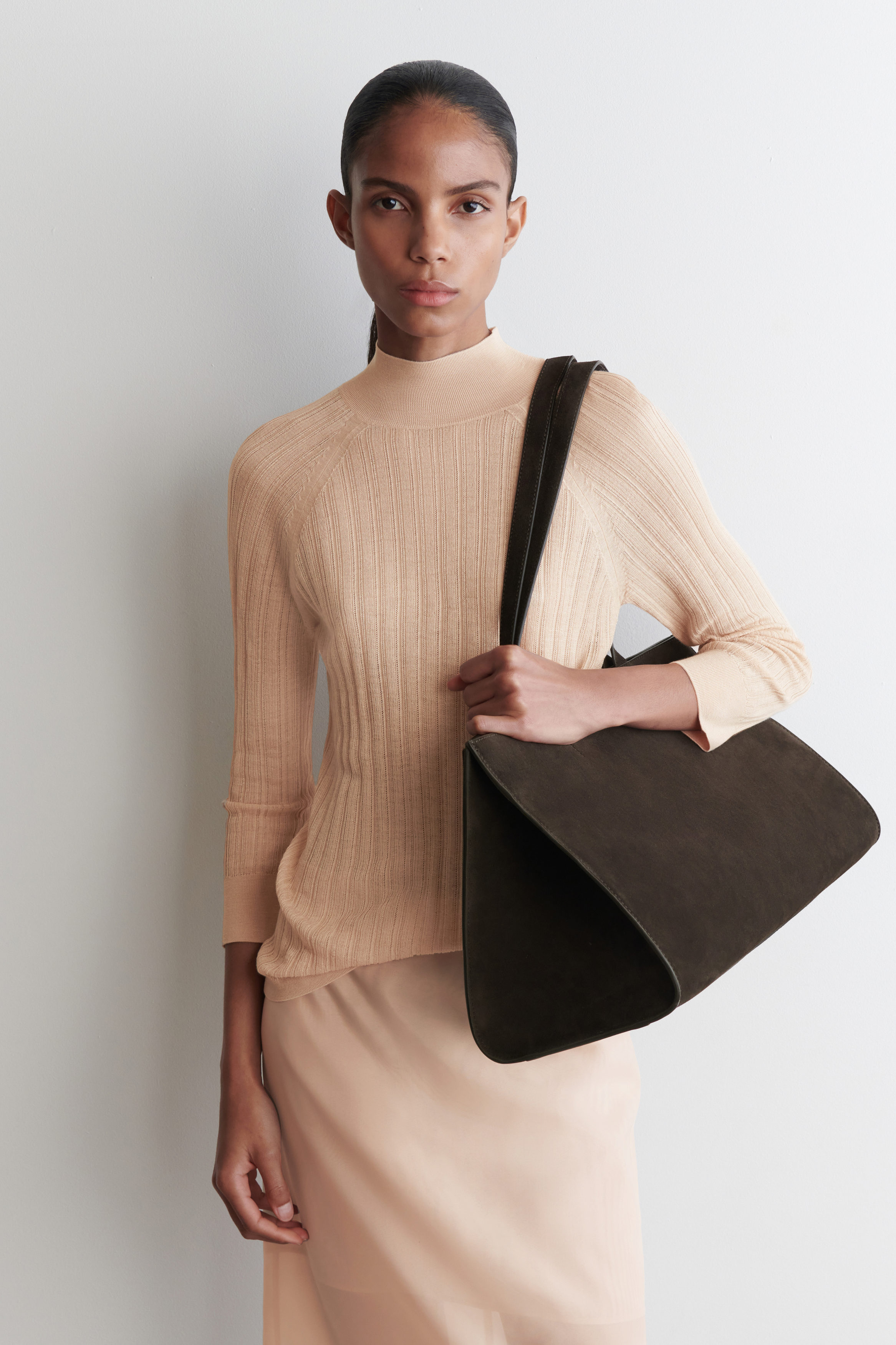SHEER KNITTED SILK TOP - PEACH | COS US