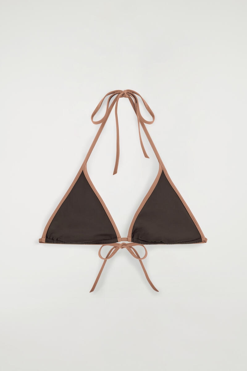 Contrast-Trimmed Triangle Bikini Top