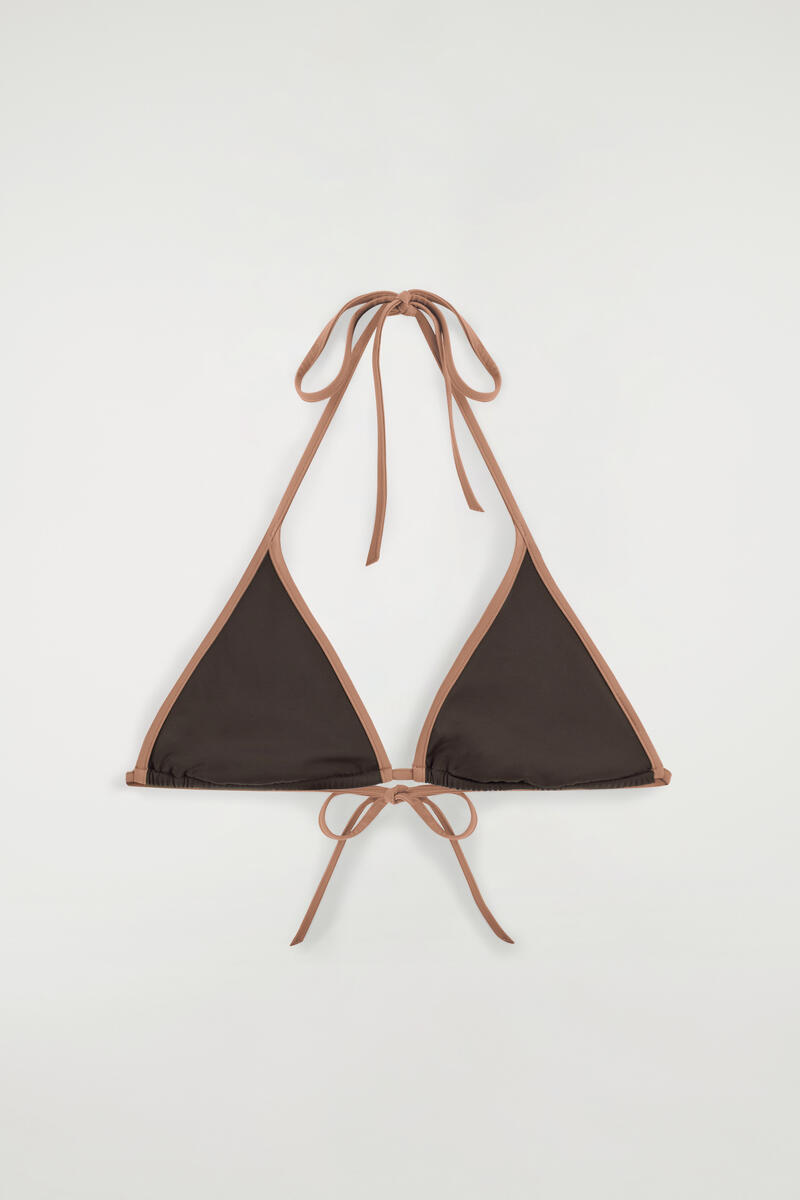 COS Contrast-Trimmed Triangle Bikini Top Brown Women's Size 40