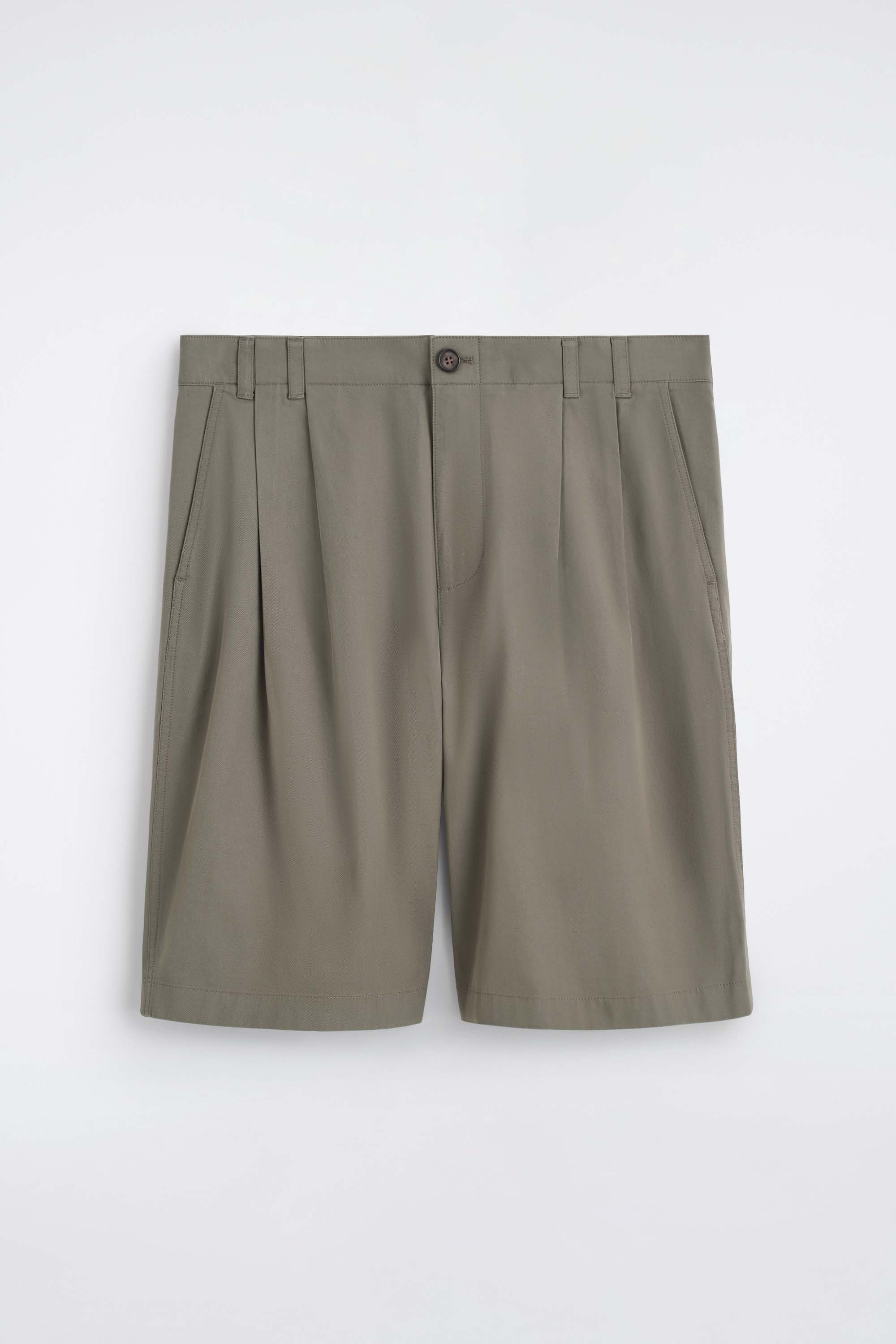 TAILORED PLEATED COTTON SHORTS