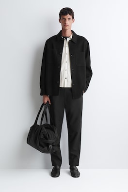 LEATHER-DETAIL DUFFEL BAG - NYLON — BLACK 1