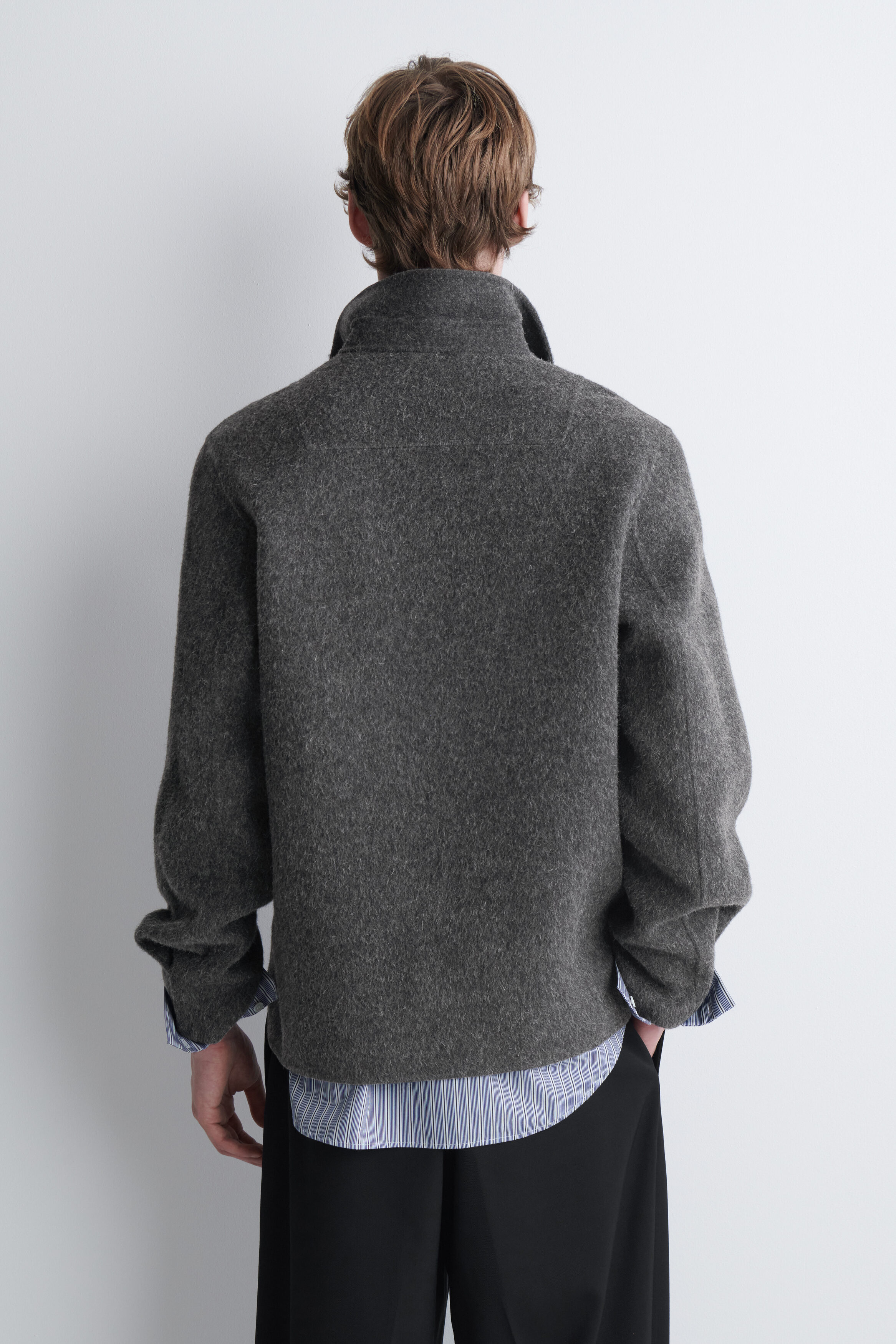 DOUBLE-FACED WOOL-BLEND ZIP-UP OVERSHIRT - GRAY MÉLANGE | COS US
