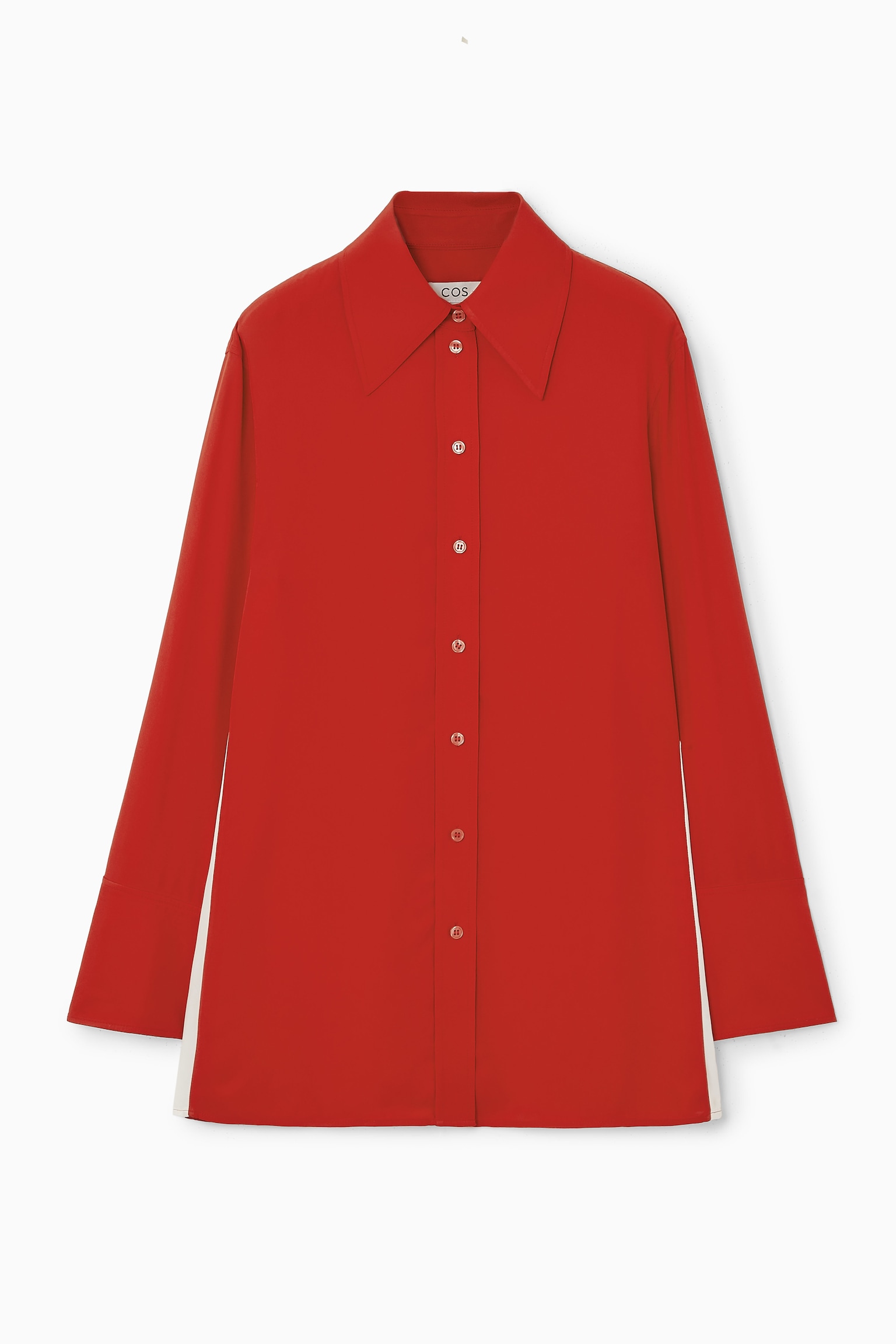 RELAXED SIDE-STRIPE SHIRT - RED / OFF-WHITE