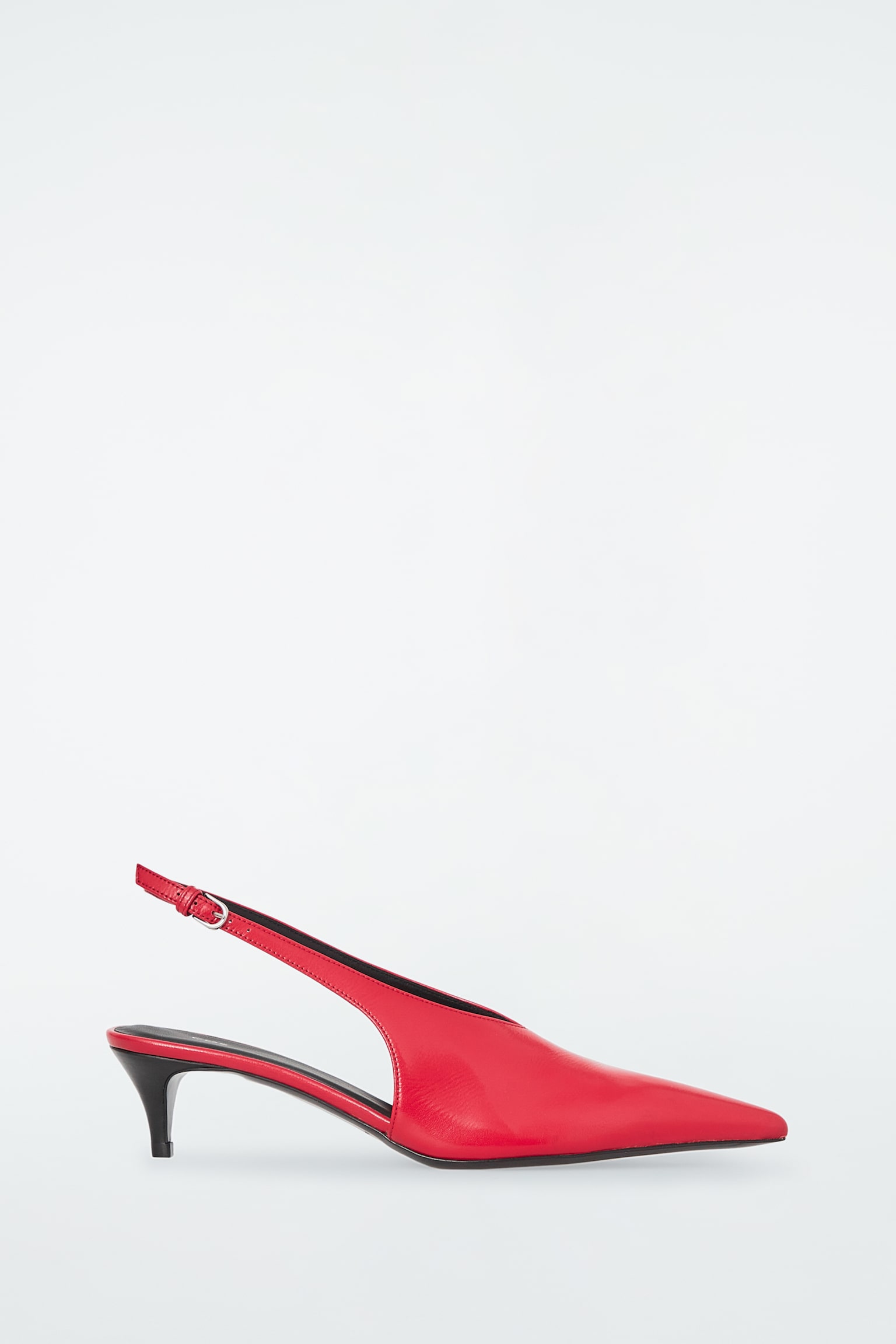 ESCARPINS SLINGBACK POINTUS PETIT TALON EN CUIR - ROUGE/ARGENTÉ