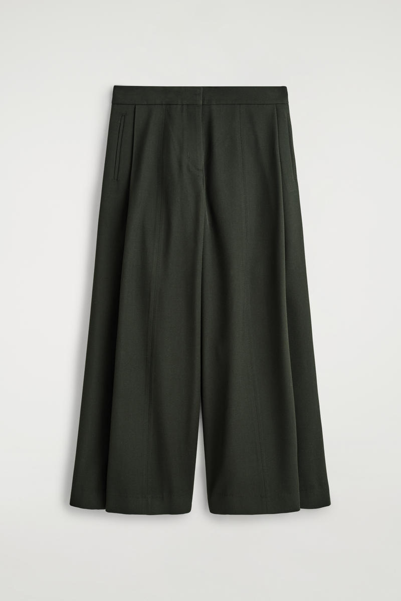 Cos Relaxed Wool-blend Wide-leg Pants In Black