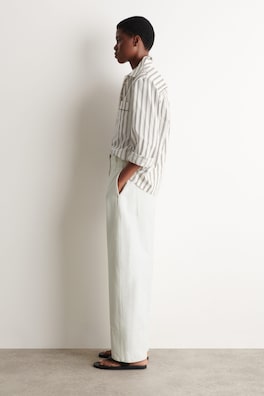 DENIM BARREL-LEG PANTS — WHITE 2