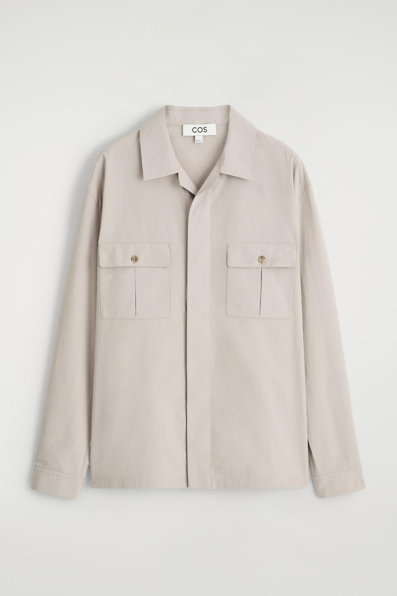 Cos Relaxed Cotton Overshirt In Beige In Sand