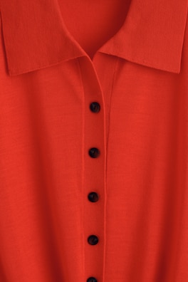 TIE-FRONT KNITTED WOOL SHIRT — ORANGE 7