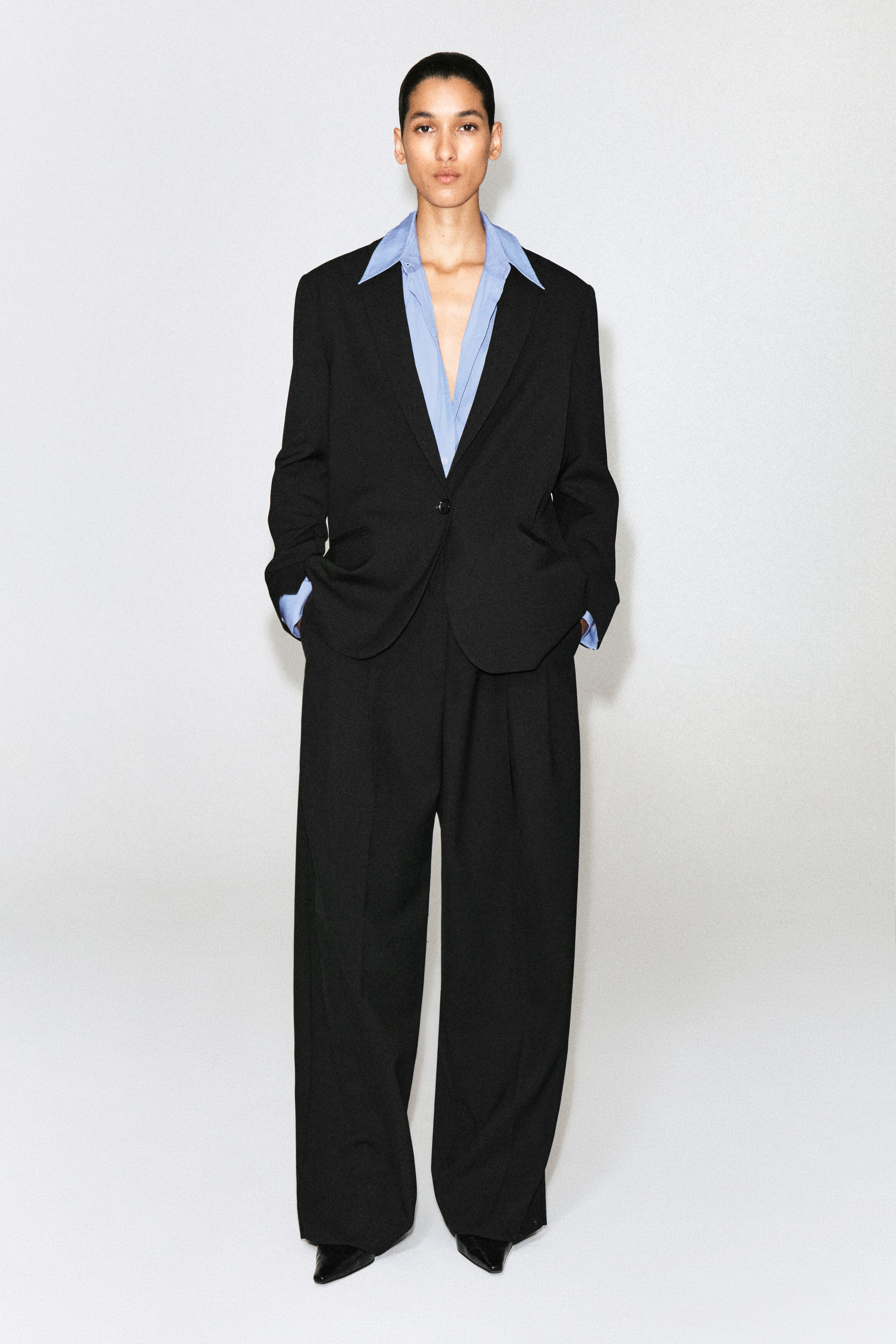 RELAXED TWILL WIDE-LEG PANTS - thumbnail 3