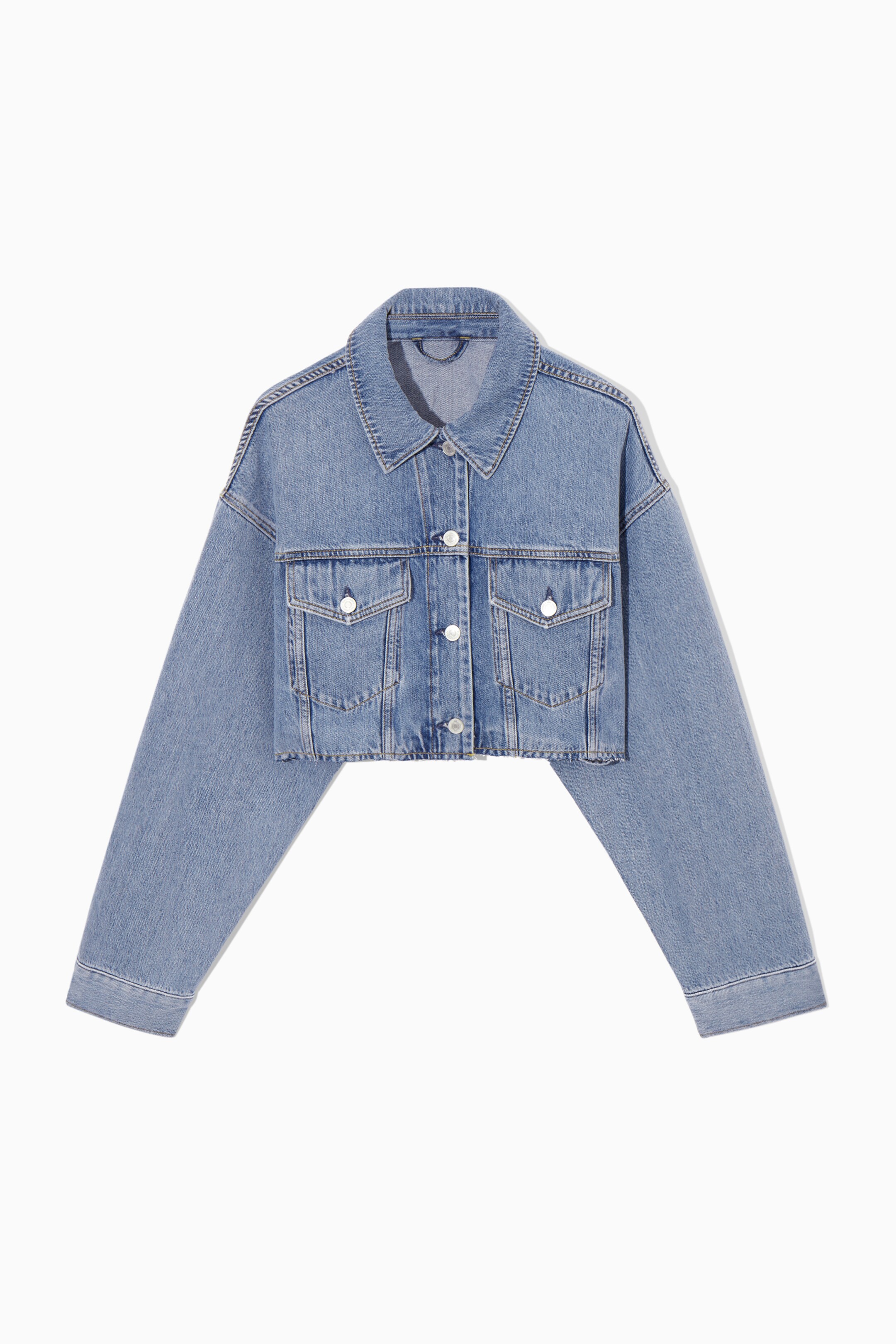 Agrandir l'image: SURCHEMISE COURTE OVERSIZE DENIM - BLEU CIEL - FEMME | H&M CH 1