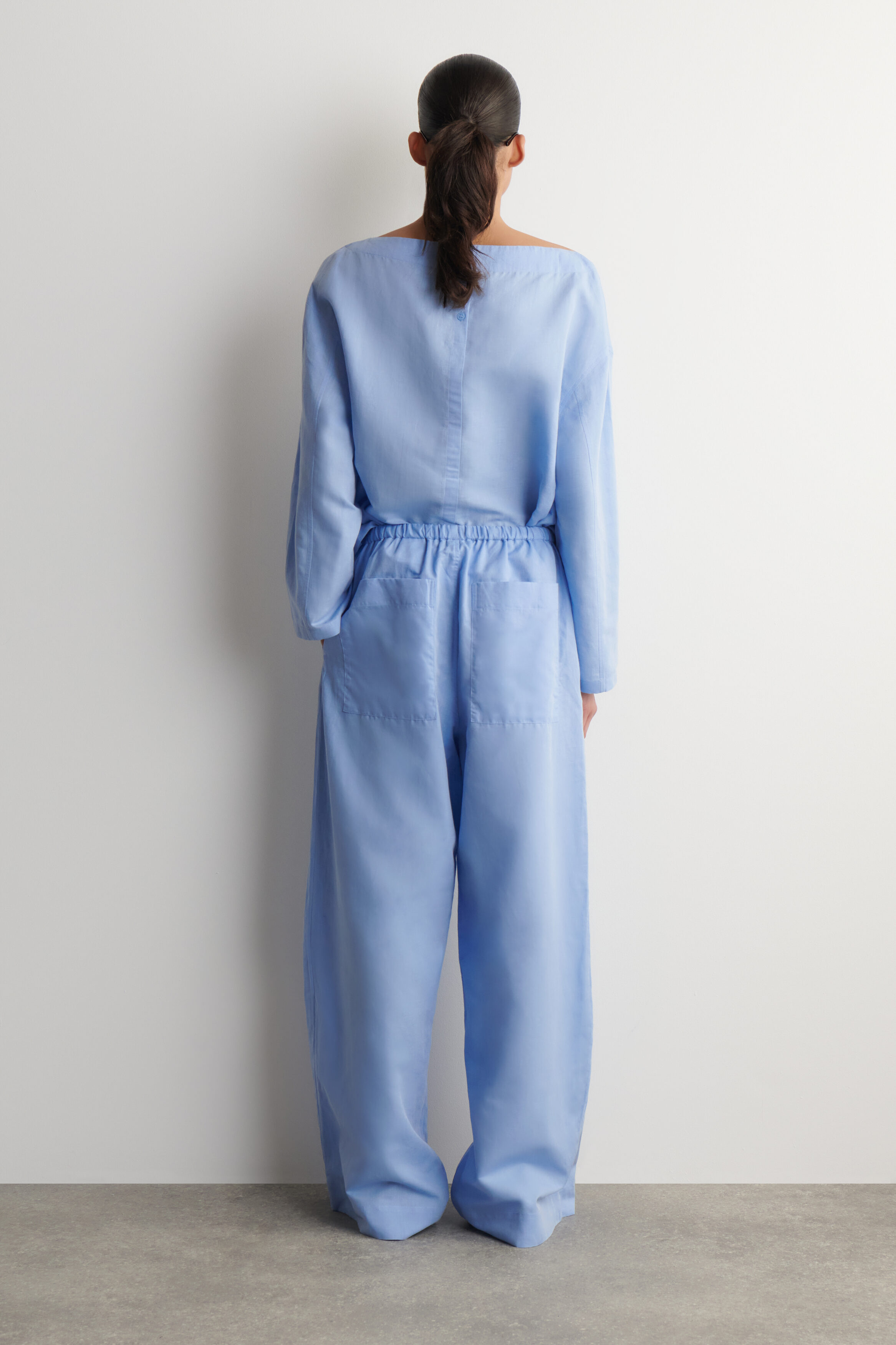 WIDE-LEG LINEN DRAWSTRING PANTS - LIGHT BLUE | COS US