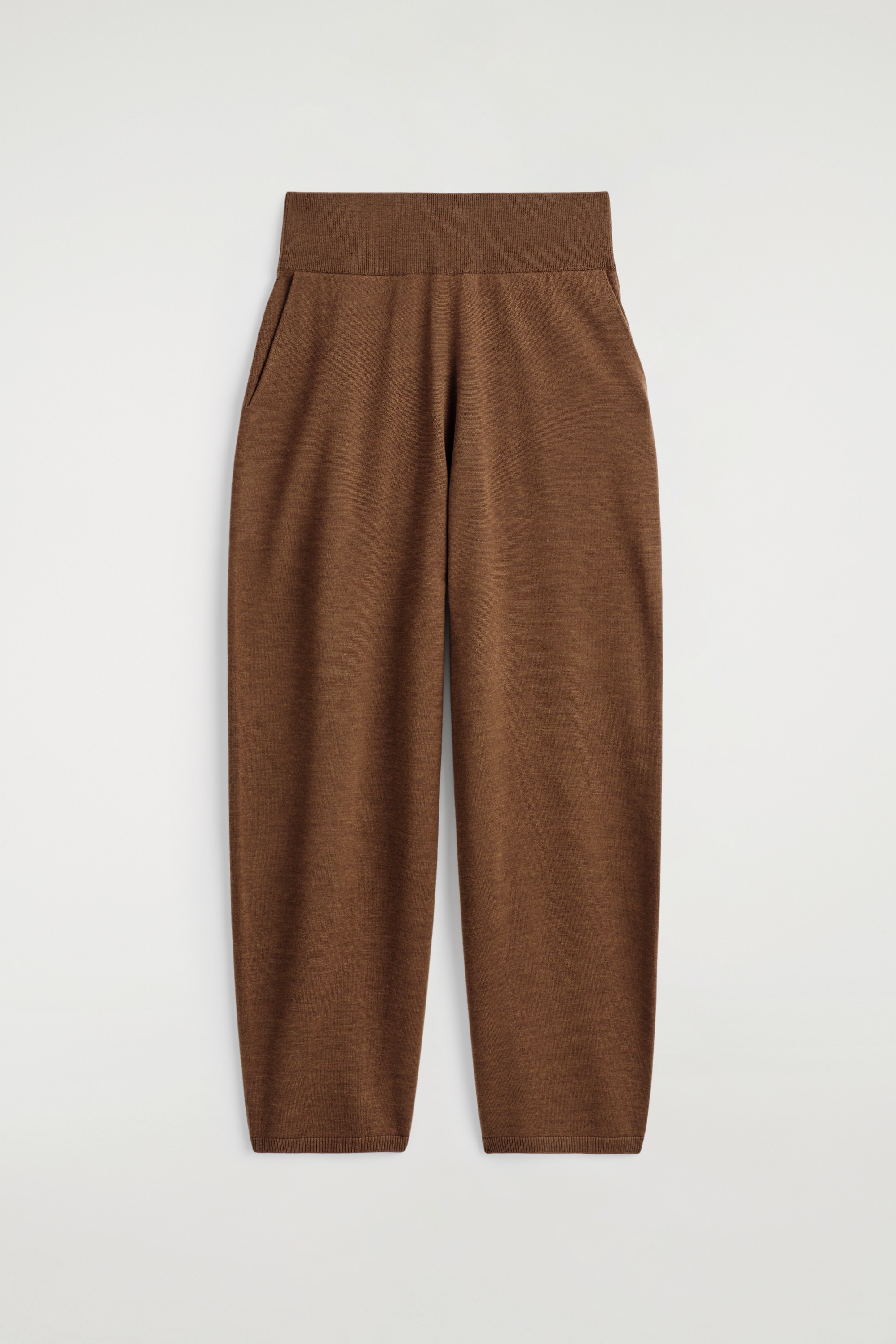 PANTALONES DE LANA MERINO BARREL FIT - MARRÓN JASPEADO