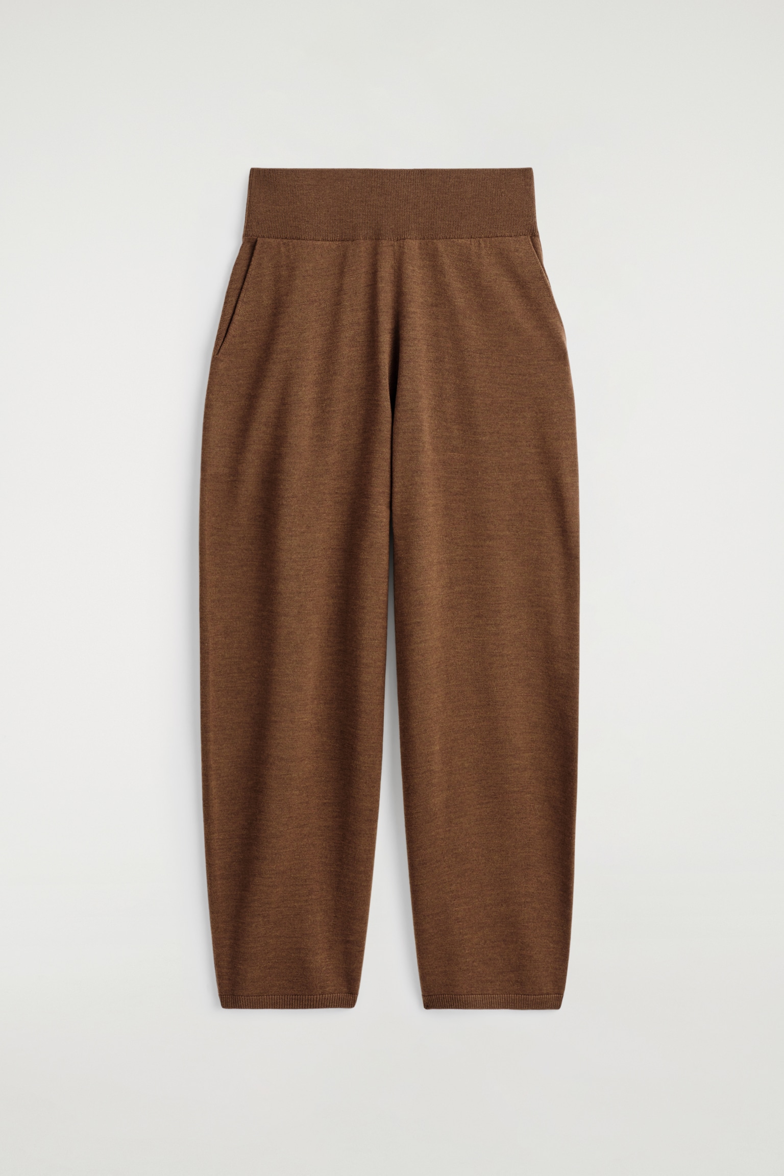 PANTALON BARREL EN LAINE MÉRINOS - BRUN CHINÉ/NOIR - 2
