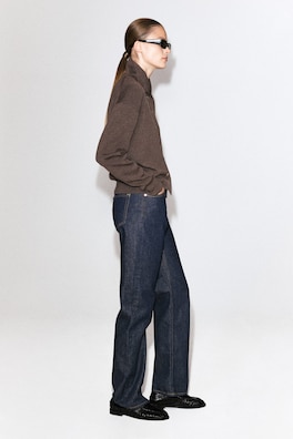 MERINO WOOL MOCK-NECK CARDIGAN — BROWN MÉLANGE 4