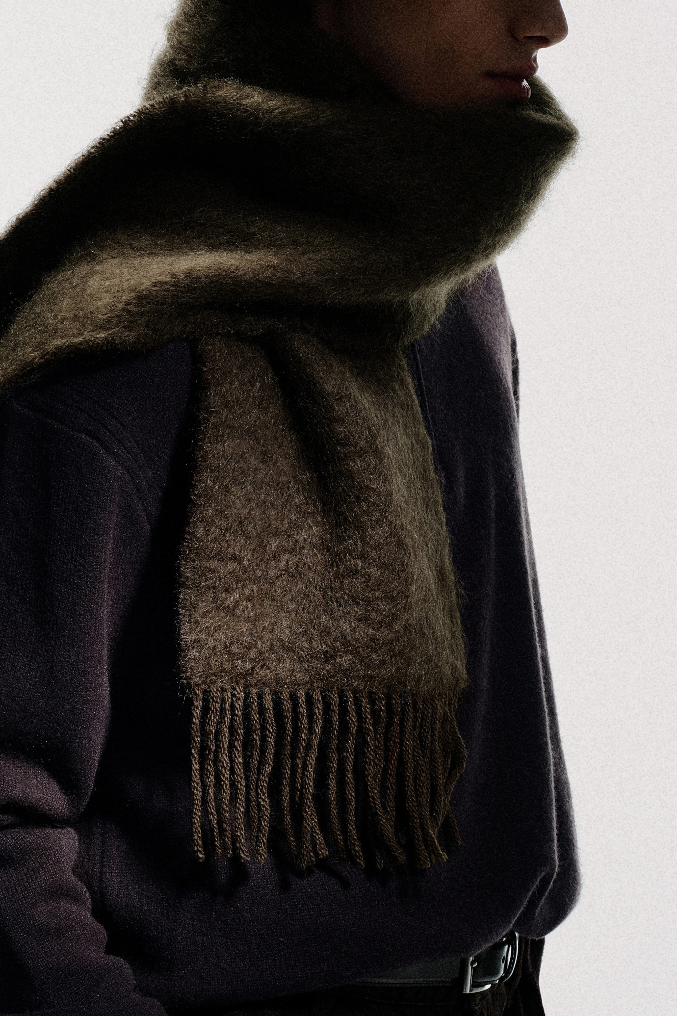 FRINGED MOHAIR SCARF