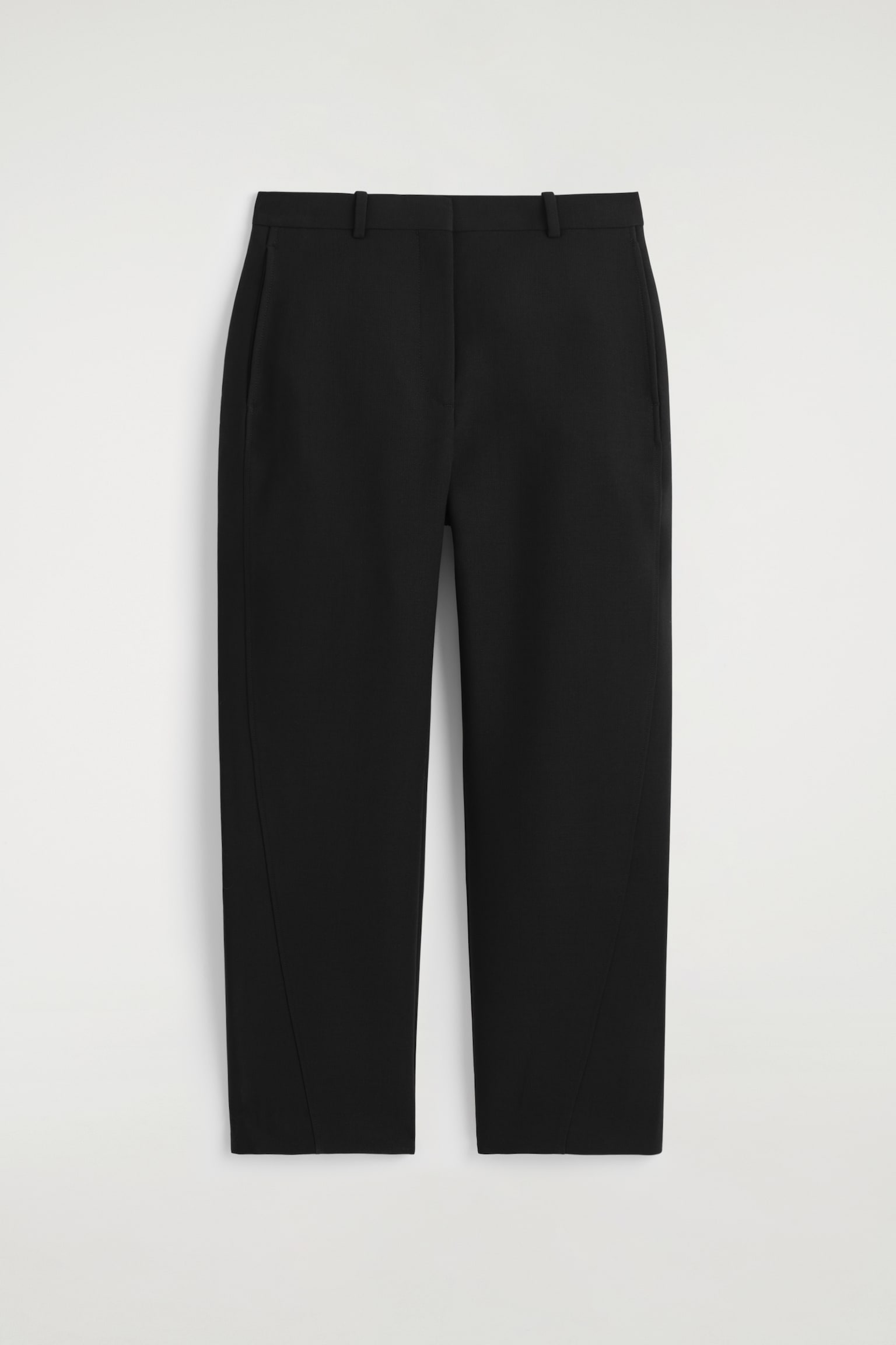 CROPPED WOOL BARREL-LEG TROUSERS - BLACK/MOLE - 2
