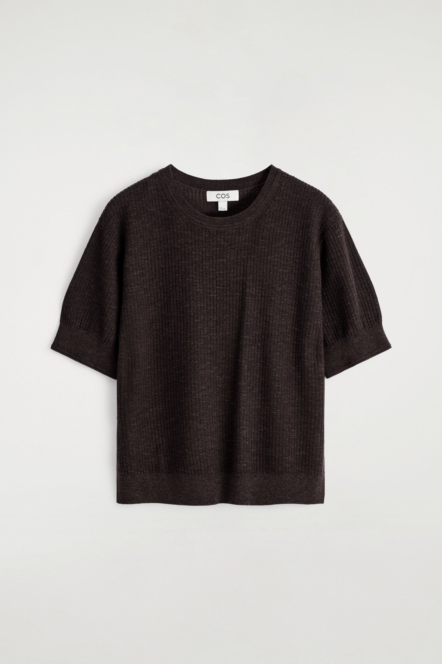 CAMISETA EN MEZCLA DE LANA MERINO - MARRÓN OSCURO - 2