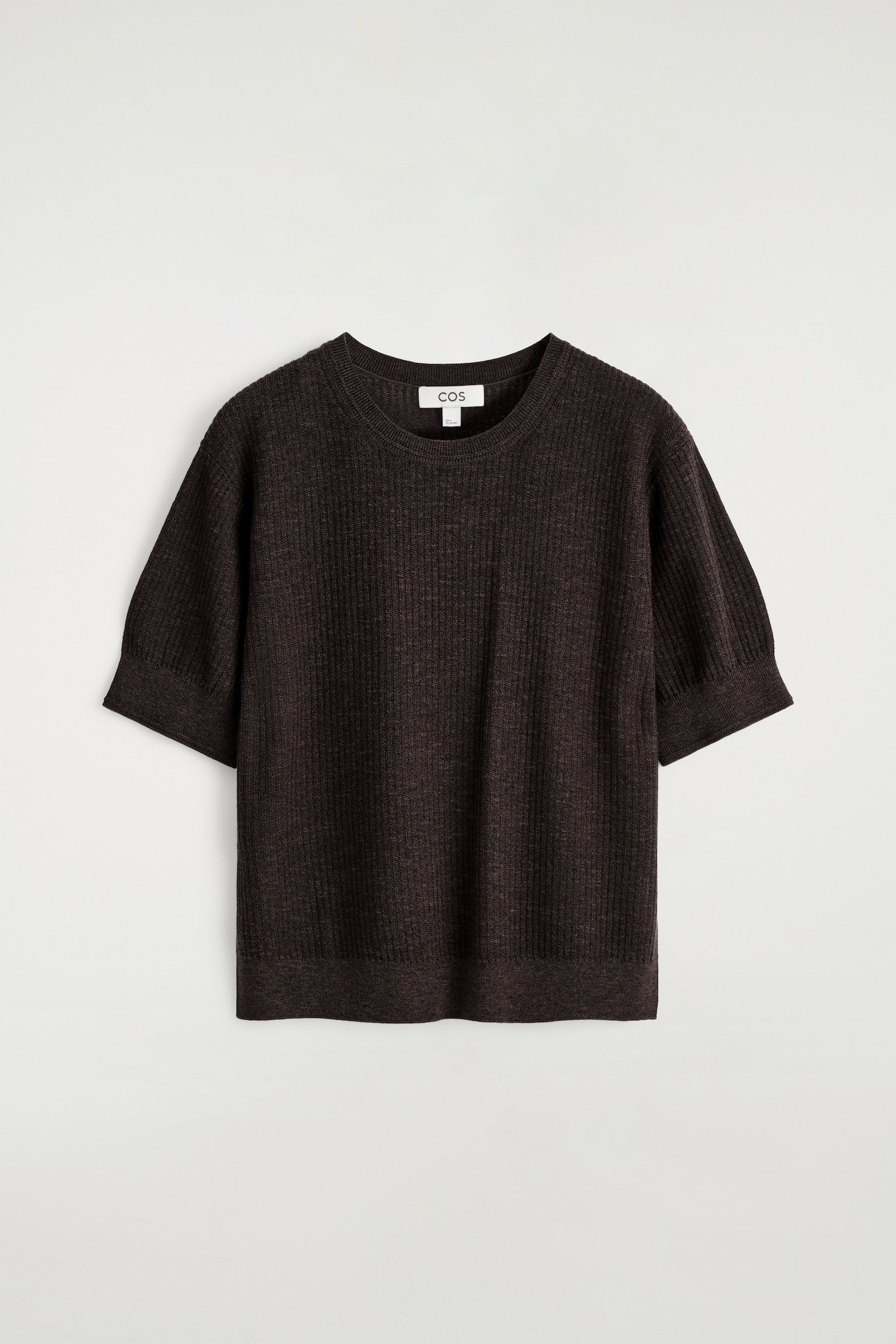 T-SHIRT EN LAINE MÉLANGÉ DE MÉRINOS - BRUN FONCÉ - 2