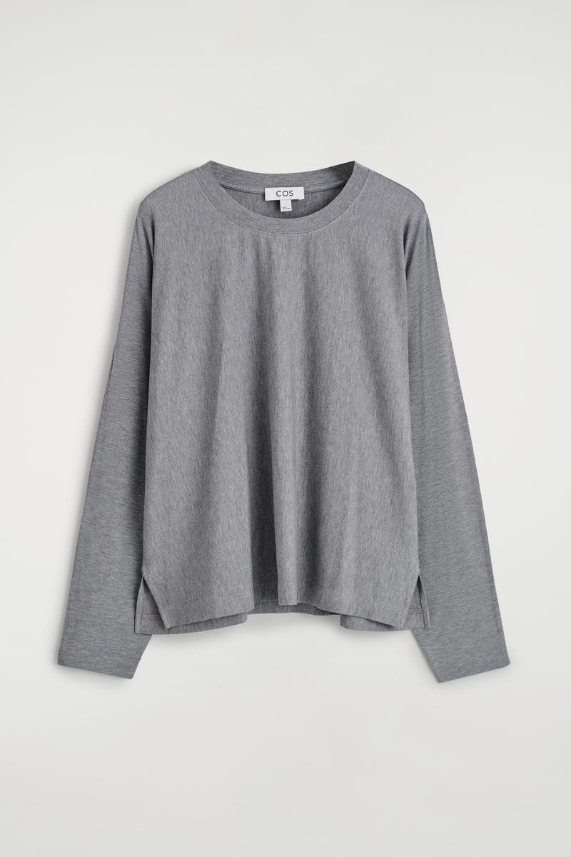Cos Fluid Jersey Long-sleeved Top In Gray